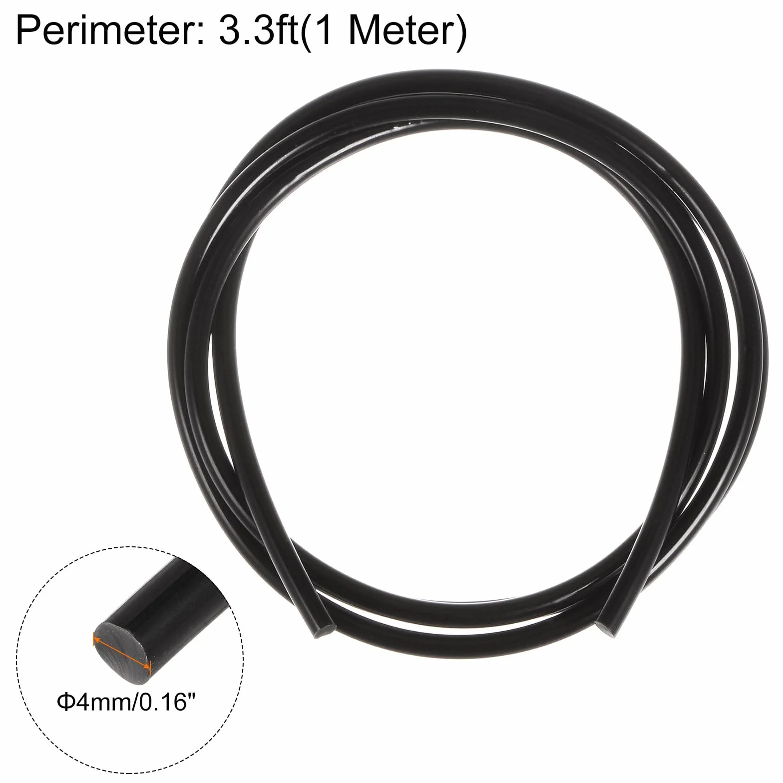 QUARKZMAN PU Transmisión Correa Poliuretano Redonda 4mm Diámetro 1 Metro Longitud Suave Superficie Negro