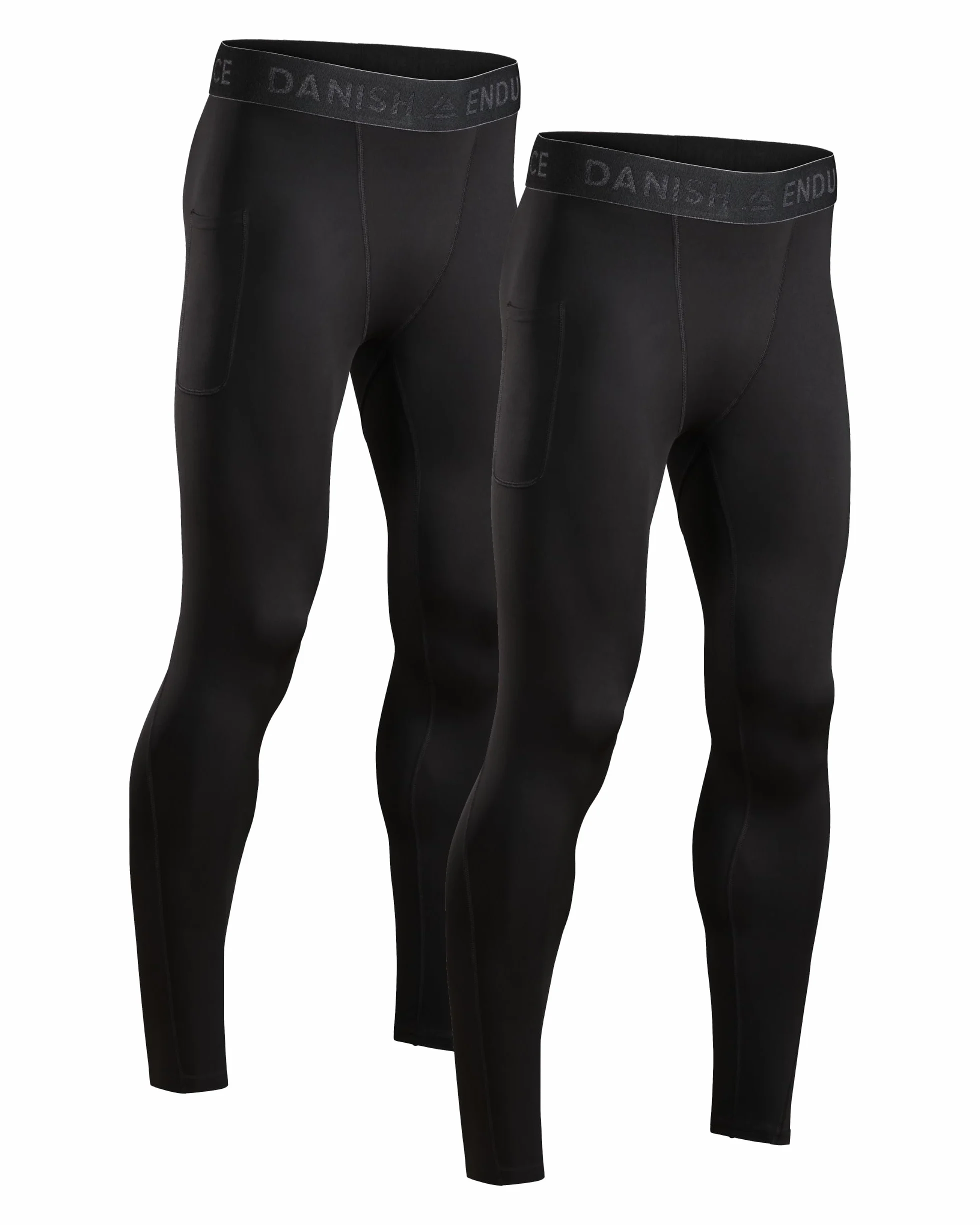 DANISH ENDURANCE Mallas de Compresión para Hombre, Mallas de Correr de Secado Rápido y Antifricción, para Gimnasio y Entrenamiento, 2 Pack