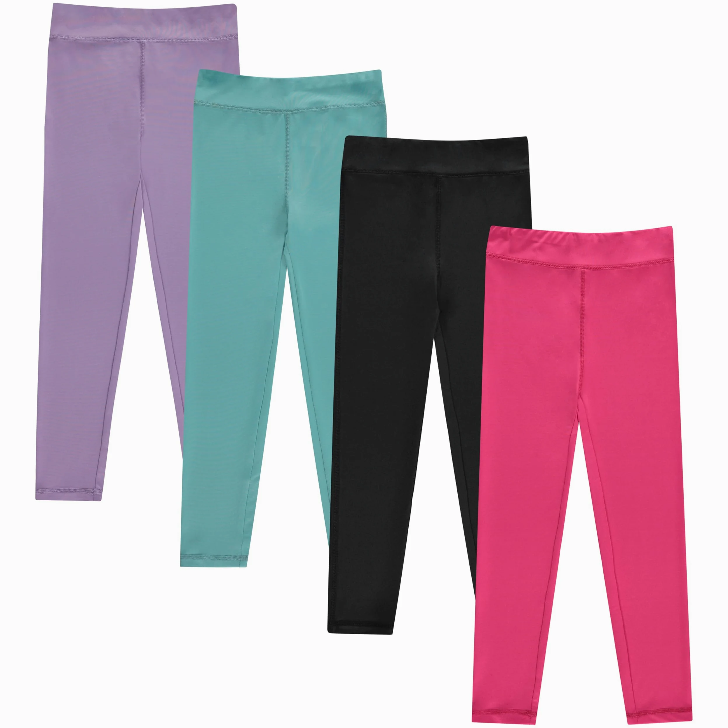 BTween Conjunto de 4 leggings para niñas, ejercicio, mallas deportivas con cintura ancha para niñas