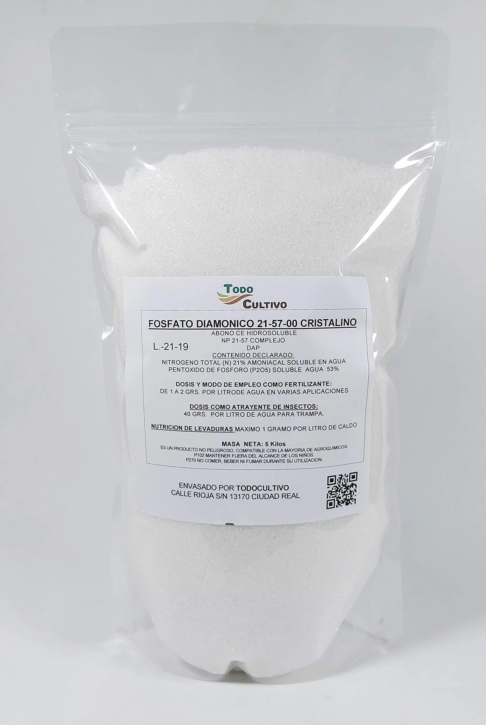 Fosfato diamónico hidrosoluble 21-57-00 5 Kilos Fertilizante nutriente para Vino y Mosto
