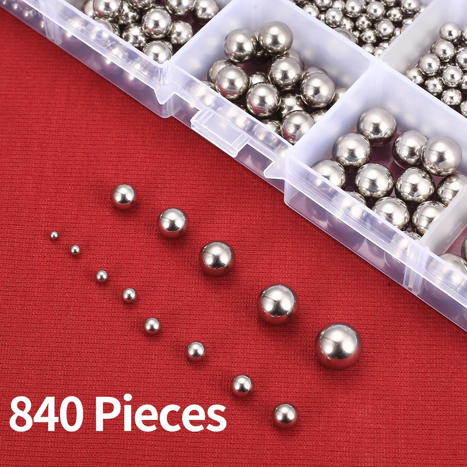 840 Pcs Rodamientos de Bolas de Precisión Acero Inoxidable, Bolas Métricas para Bicicletas, Patinetas y Patines (13 Tamaños)