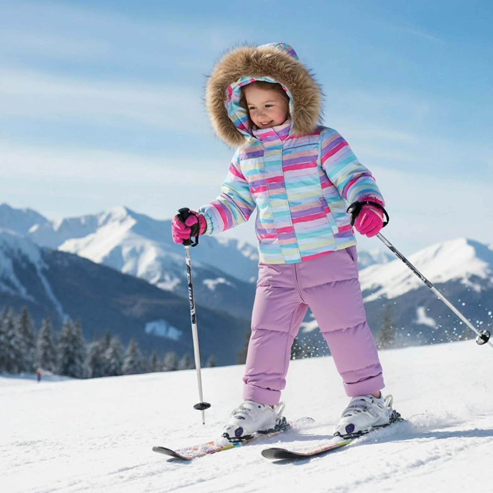 Genérico Traje Nieve NiñA Bebe,Conjunto De Nieve Aislante De Dos Piezas para NiñAs Ideal para El Invierno Incluye Mono Y Abrigo Acolchados para Jugar Al Aire Libre En Climas FríOs