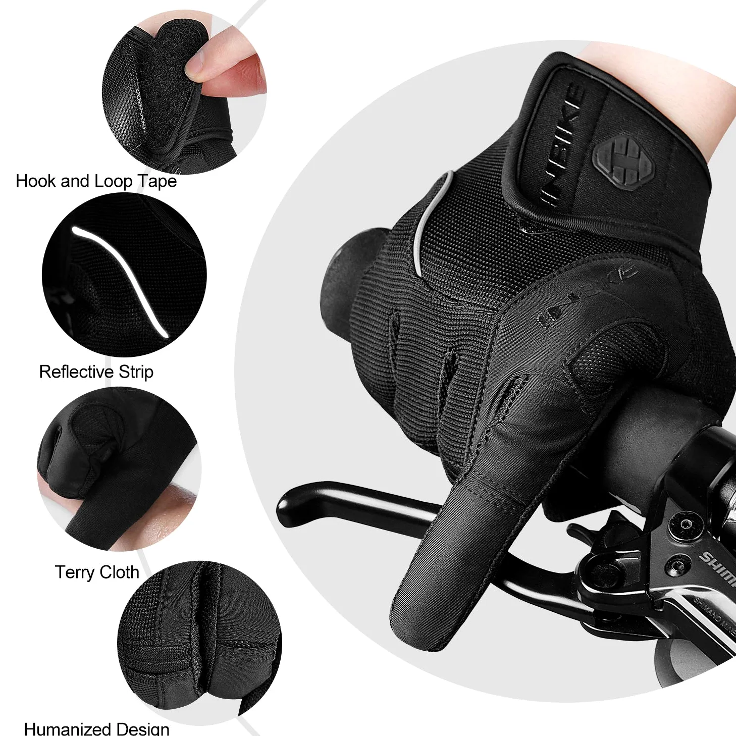 INBIKE - Guantes de ciclismo para hombre, acolchados de gel, 5 mm, transpirables y resistentes al desgaste