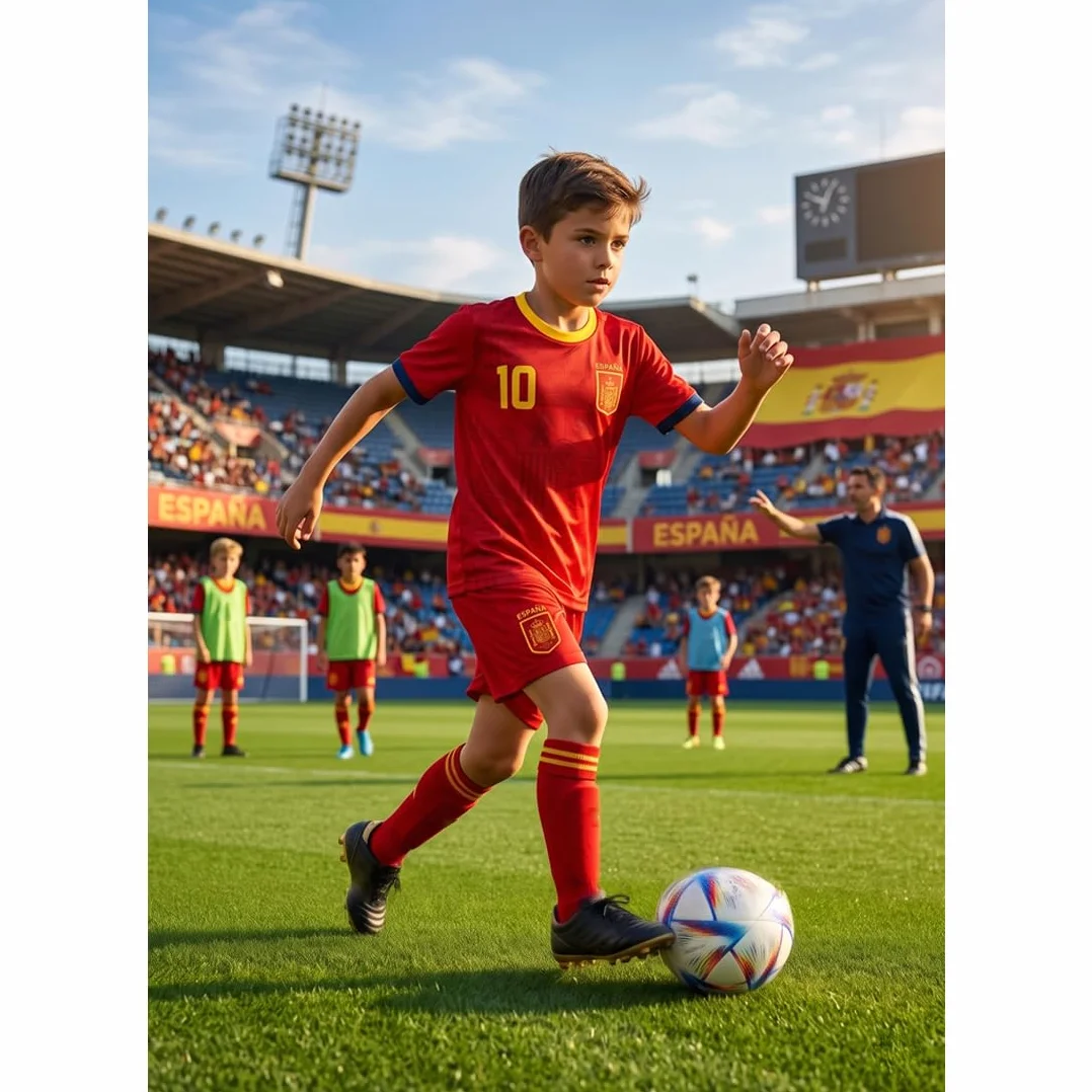 Conjunto de Deporte Camiseta y Pantalón Corto(4-14 Años，) de Fútbol - Equipación de Verano para Entrenamiento y Colegio