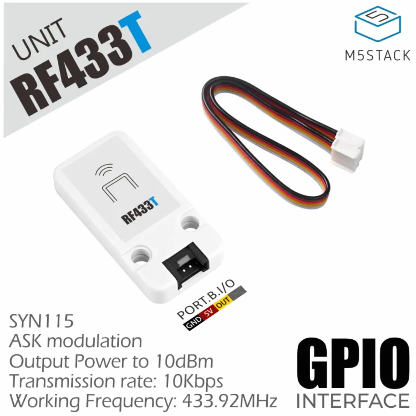 M5Stack SYN115 433 MHz RF Transmitter Unit, Módulo transmisor RF para control remoto y hogar inteligente