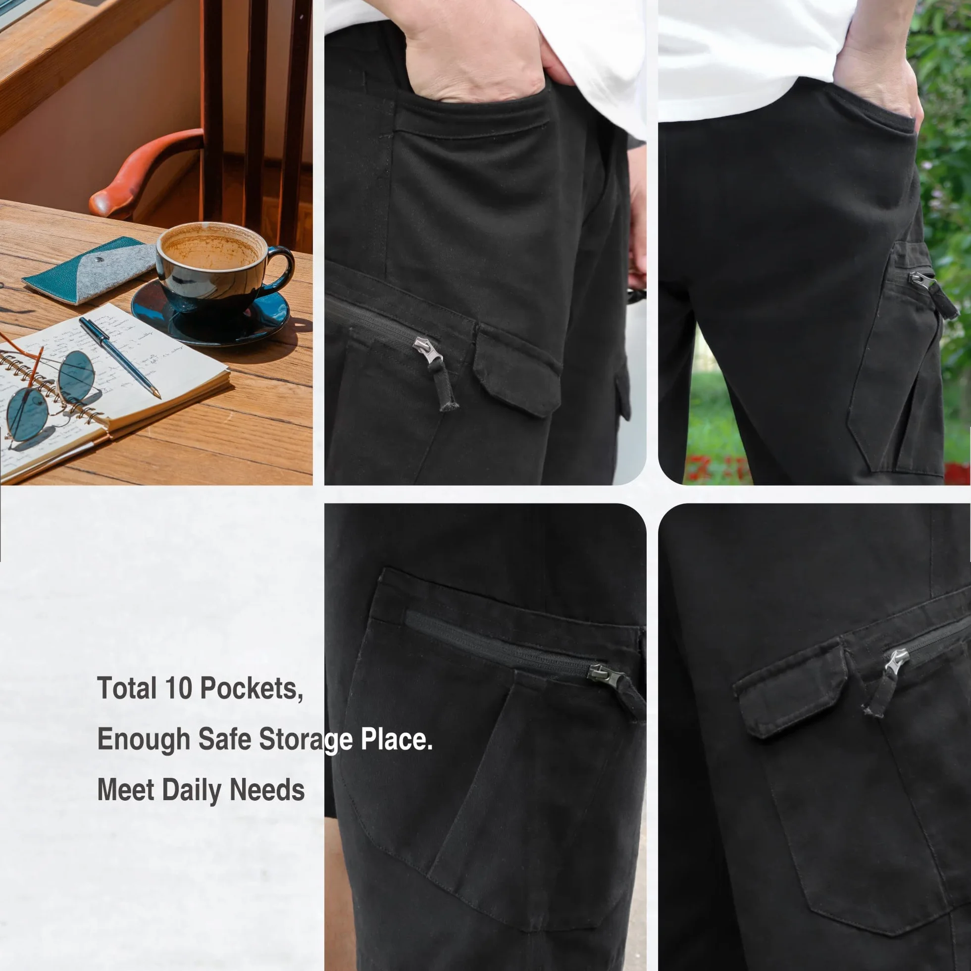 Pantalones Cortos de Combate Hombre Algodón Múltiples Bolsillos Casual