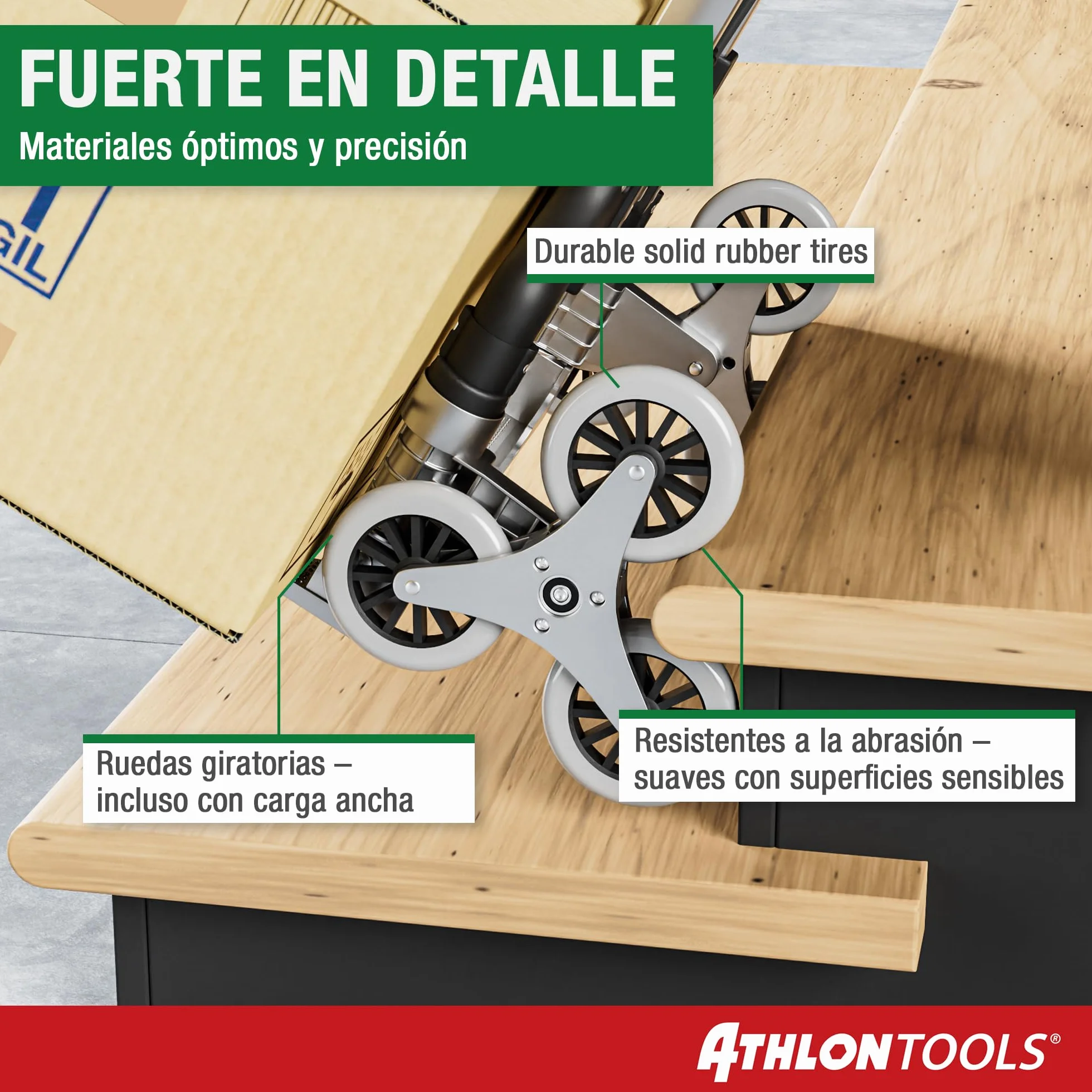 ATHLON TOOLS Carretilla Plegable de Aluminio, TÜV GS-Certificado, Mango 110 cm, Almohadillas Antideslizantes, Modelo 2025