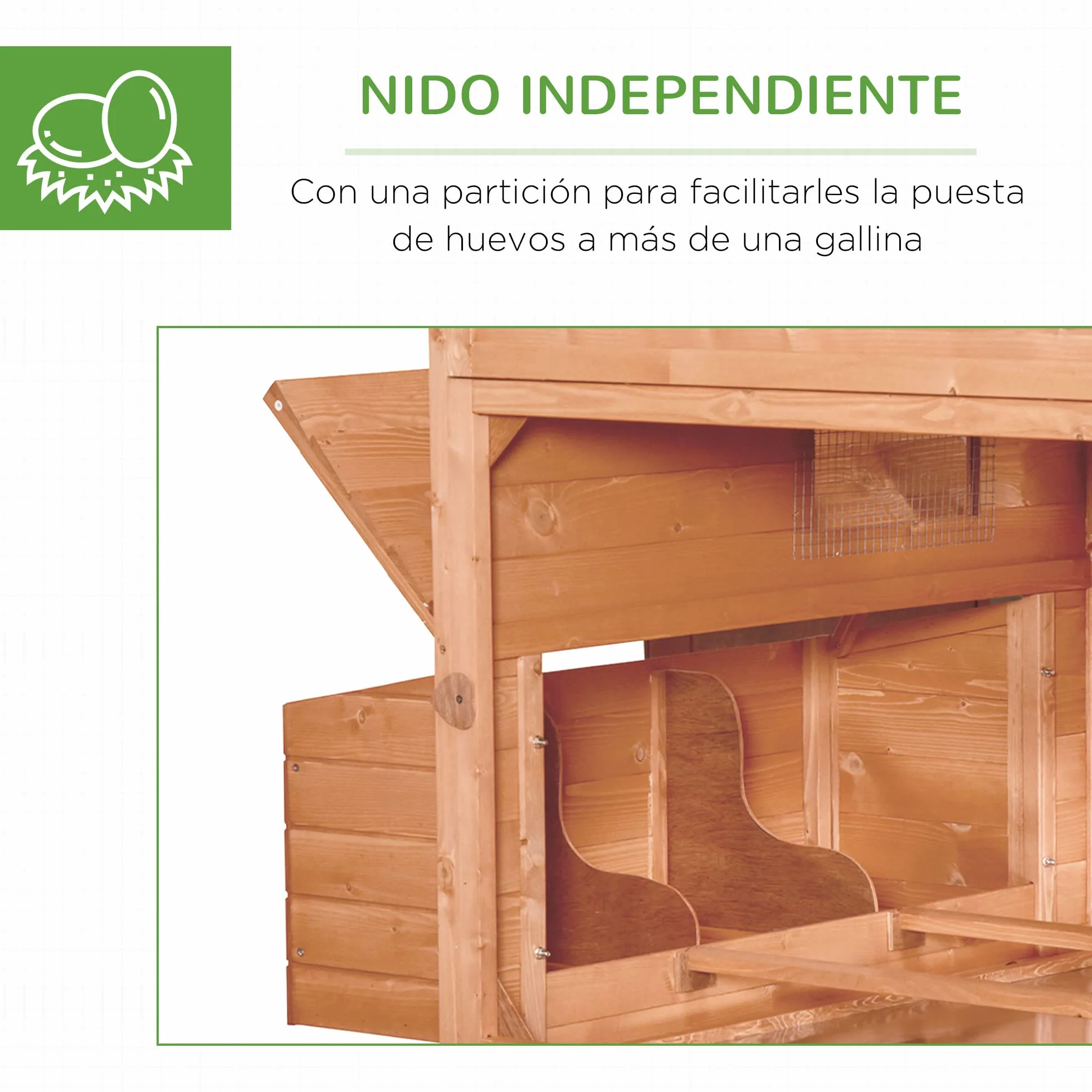PawHut Gallinero de Madera Grande Exterior 347x160x150 cm para 4-6 Gallinas con 2 Nidos, Corral, Techo Asfáltico