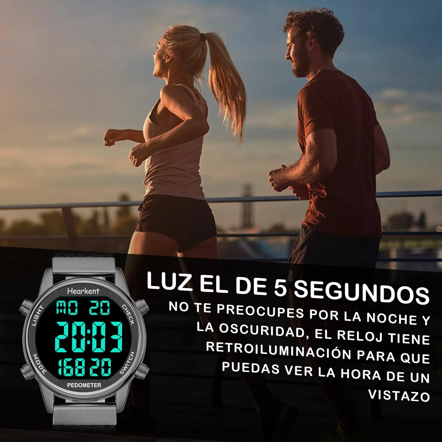 Hearkent Reloj podómetro para Mujer, grabación de calorías y Distancia, Alarma, Cuenta atrás, visualización de la Hora,sin Carga ni aplicación, 2401