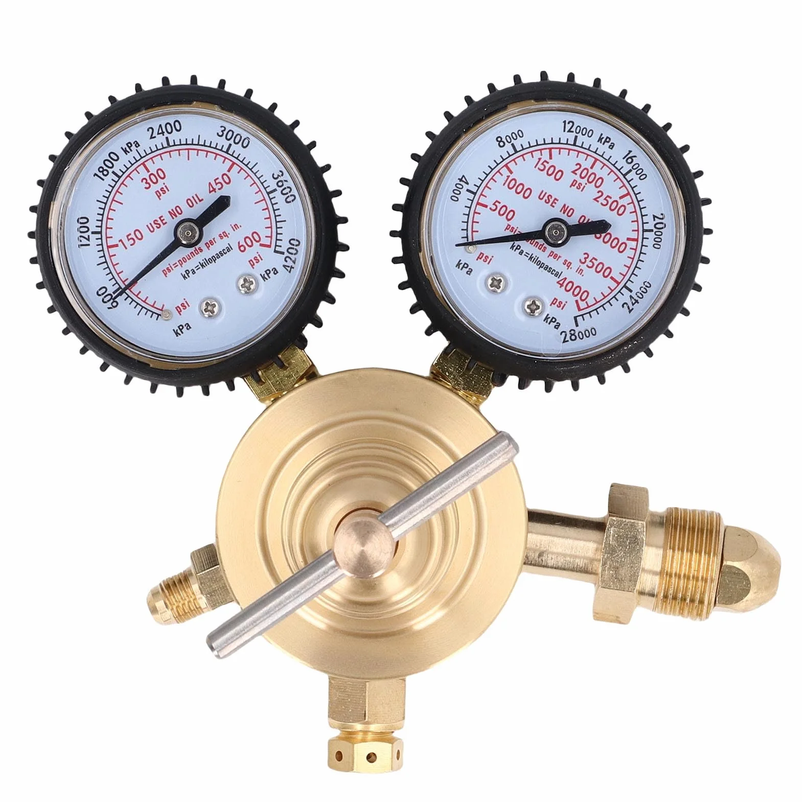 Regulador de nitrógeno CGA580, entrada 0-600 PSI, salida 1/4 pulgada conexión macho, manguera 60 pulgadas para pruebas de presión