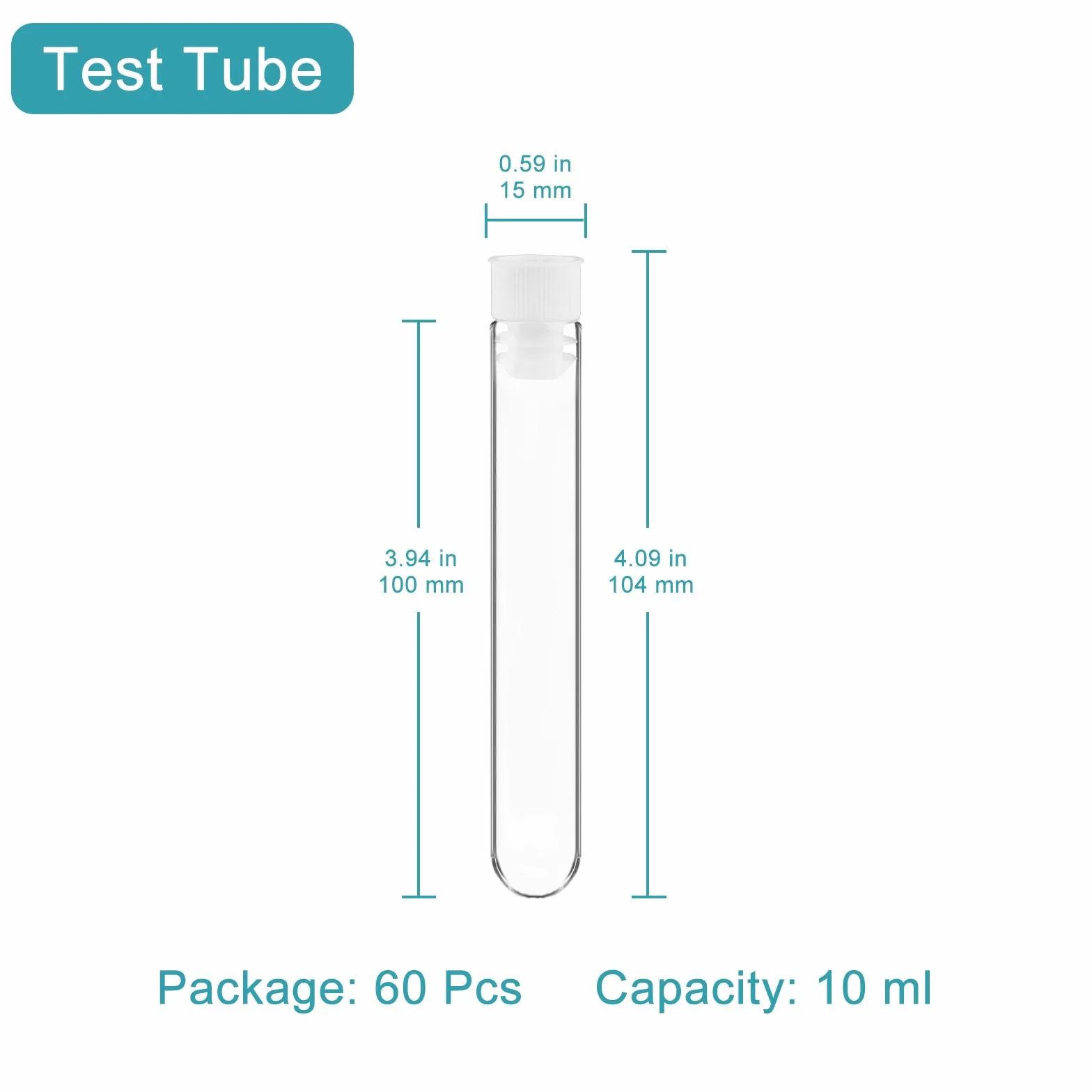 Stonylab Juego de Tubos de Ensayo de Plástico 16 mm 60 Piezas con Soporte 10 ml