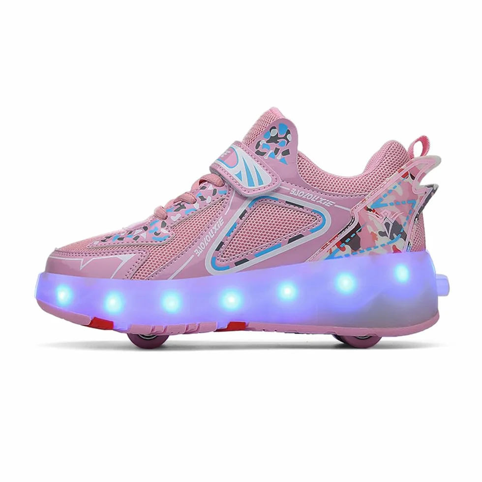 Zapatos con Ruedas para Niña y Niño, Patines con 4 Ruedas Retráctiles, Zapatillas Deportivas al Aire Libre