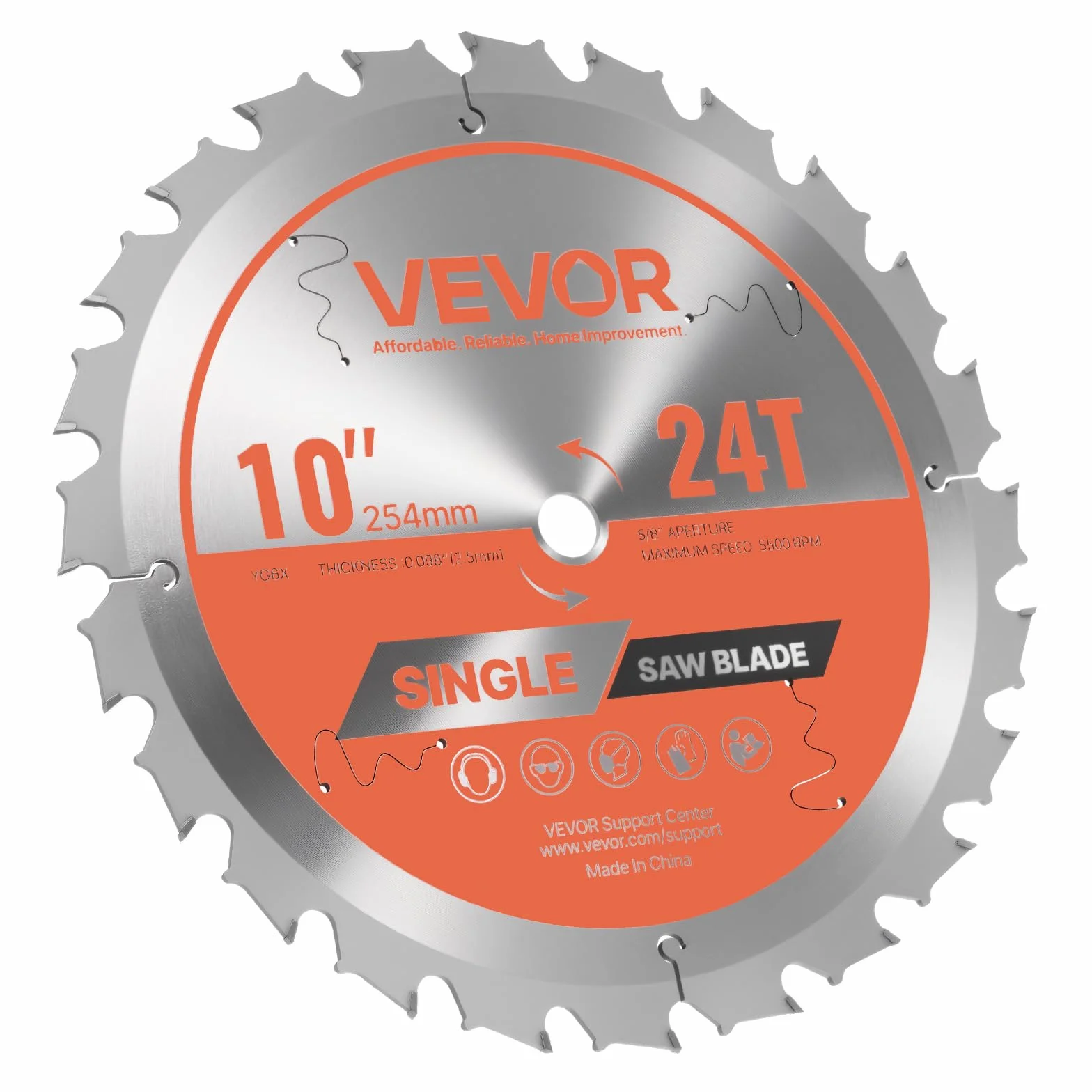 VEVOR Hoja de Sierra Circular 254 mm 24 Dientes Aleación 15,875 mm Mandril