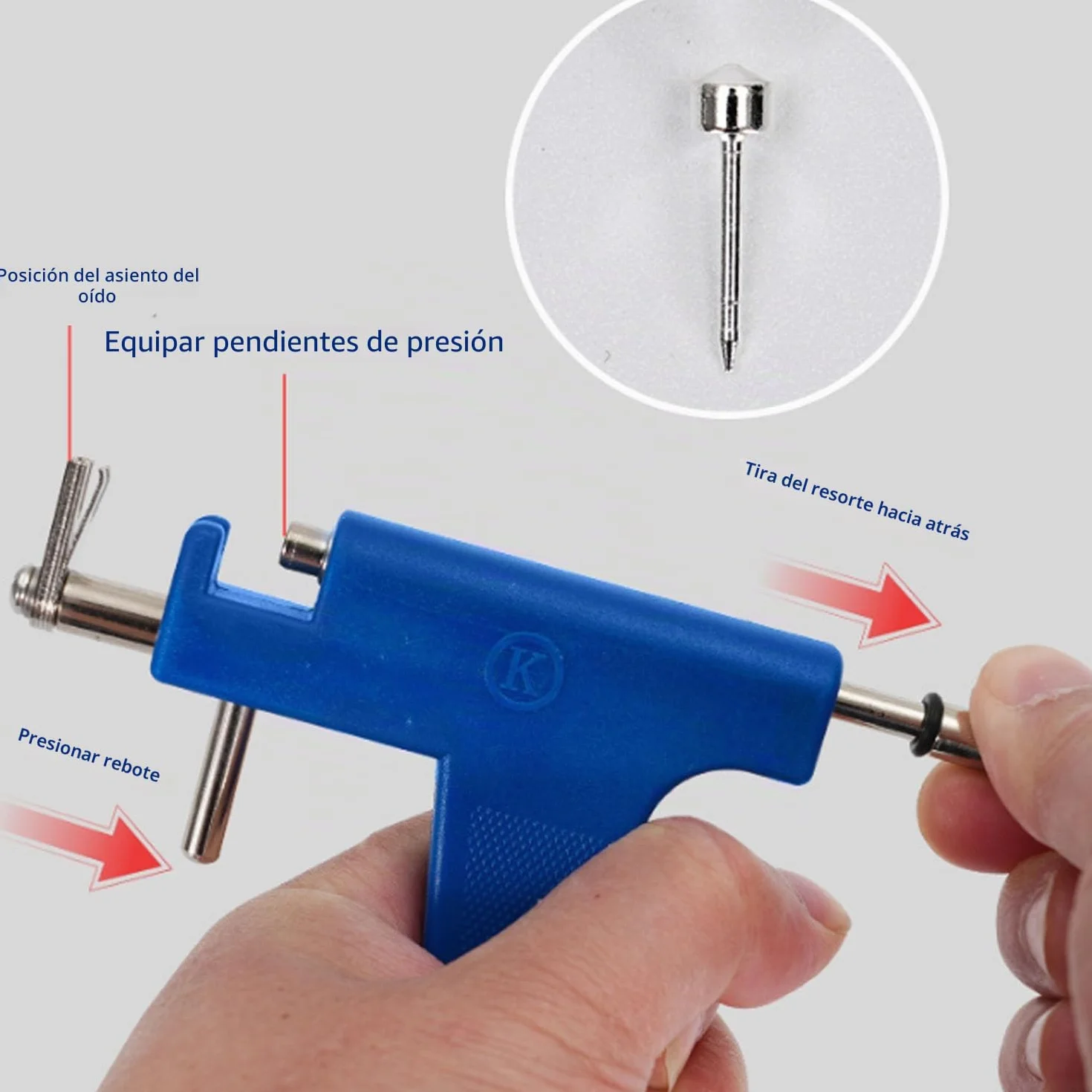 Juego de piercings para orejas de 200 piezas con 12 pares de aretes coloridos, pistola para perforar orejas, herramienta adecuada para uso doméstico, 11cm