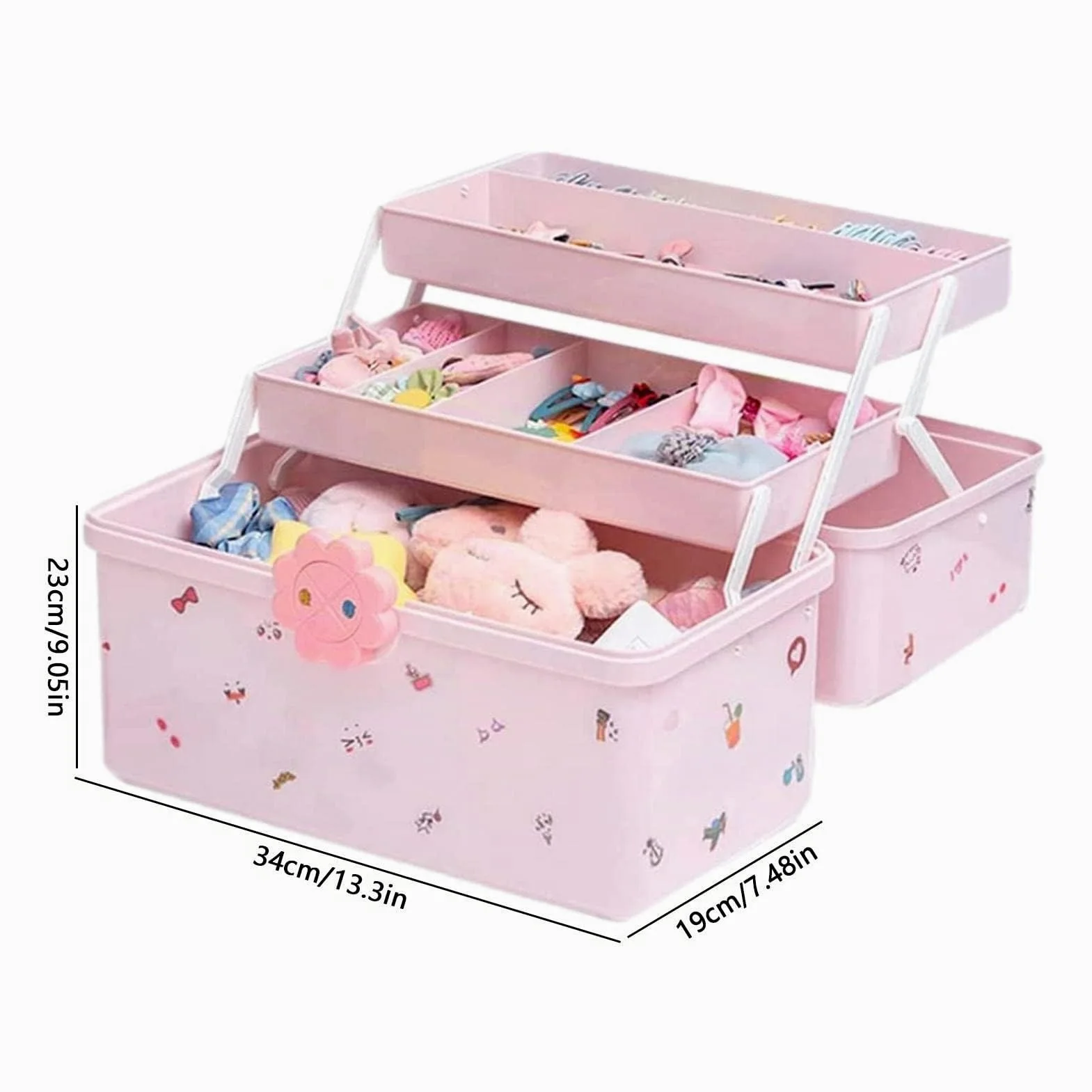 Caja de almacenamiento para el pelo para niñas y mujeres, color rosa para niños, caja de almacenamiento, accesorios para el cabello, caja para gomas para el pelo, pinzas para el pelo, caja para joyas