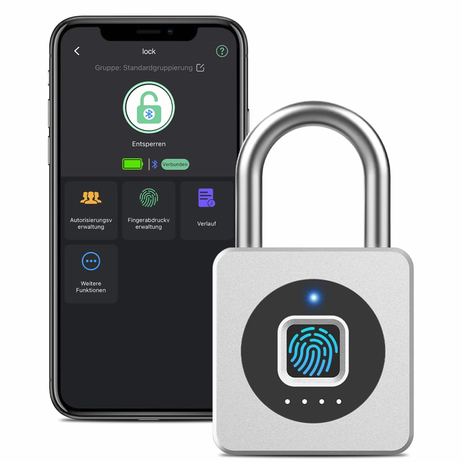 Eseesmart Candado de huella dactilar, candado para gimnasio, Bluetooth con huella dactilar, iOS Watch, resistente al agua, candado para equipaje, almacenes, coche de carga, garaje, taquilla