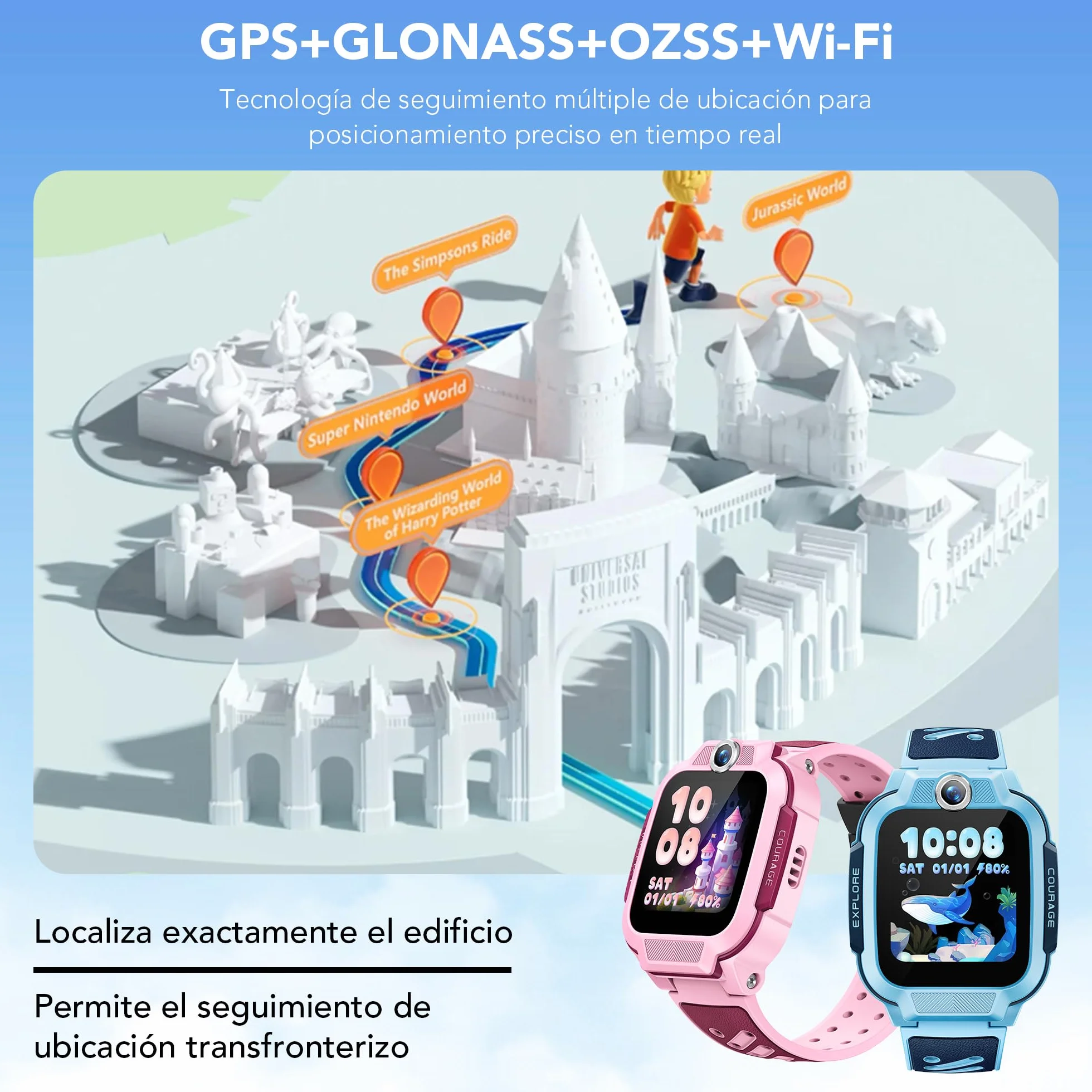 imoo Z3 Reloj Inteligente Niño, Kids Smartwatch con GPS Mundial, SOS, Control Parental, IP68, Modo Colegio, Video Llamadas HD, Voz, Chat, Pantalla1.5, 8GB, Vib, SIM, Reloj Niños Localizador