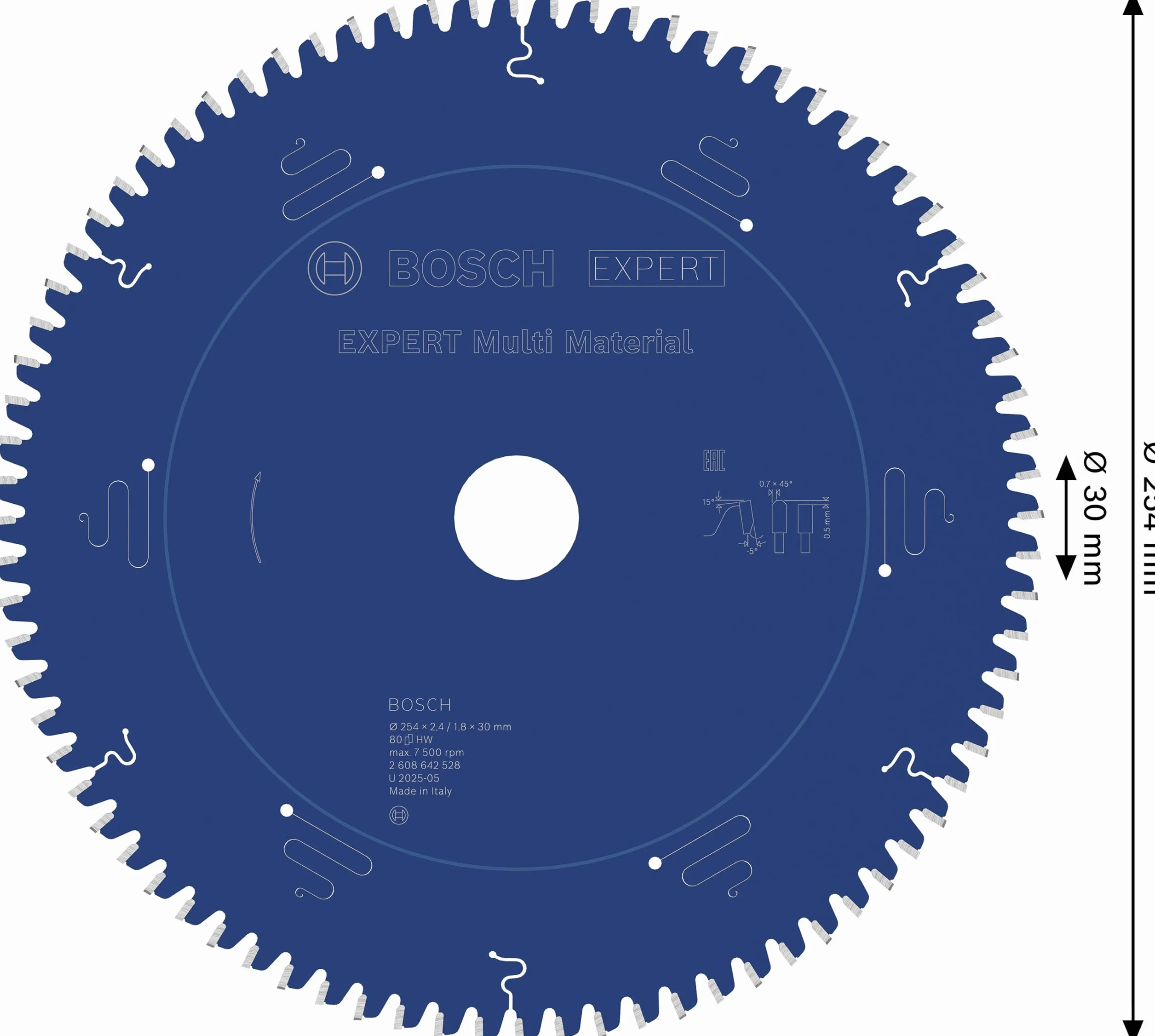 Bosch Hoja de sierra circular Expert for Multi Material 254 x 30 x 2,4 mm 80