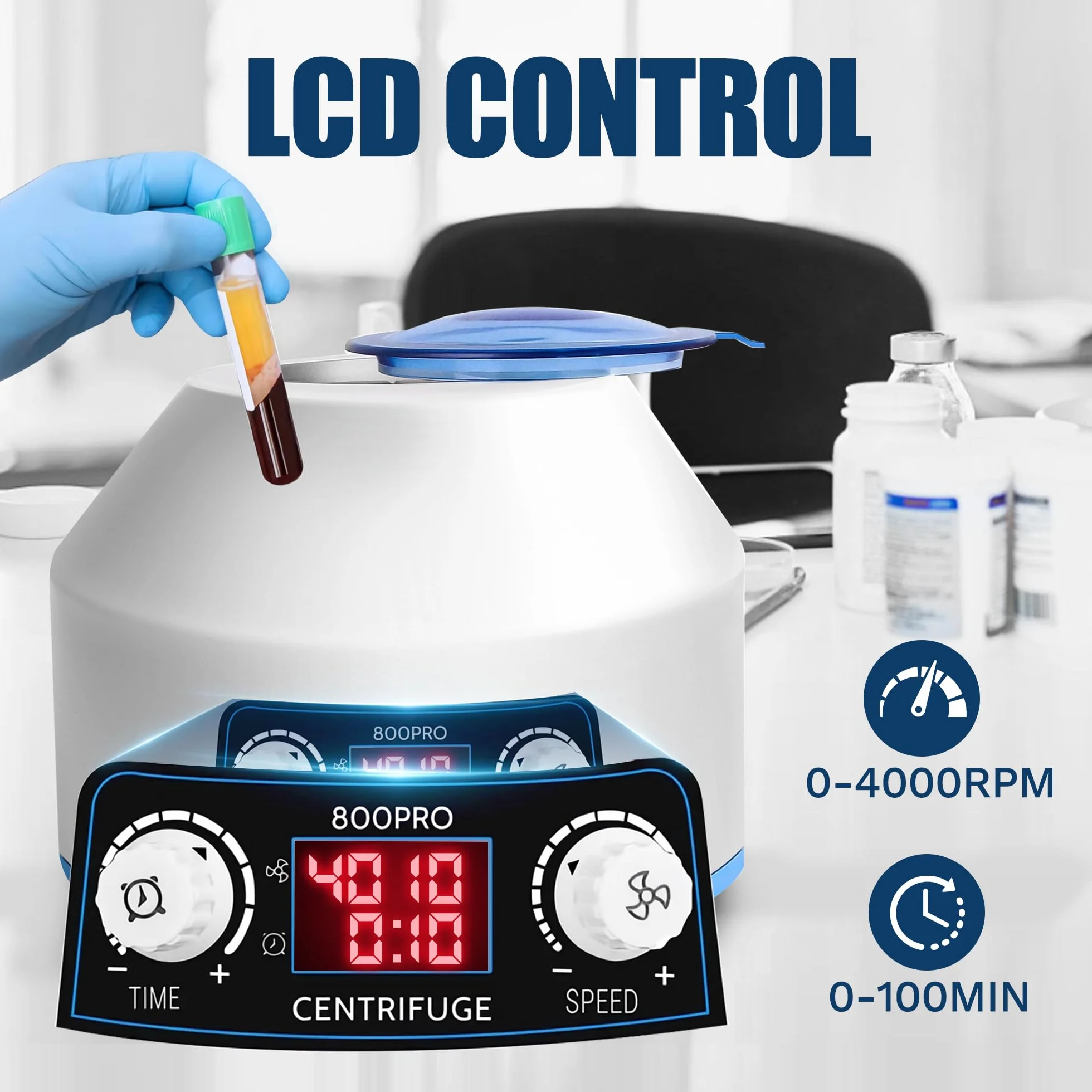 Centrífuga Laboratorio 6x15ml LCD 4000rpm 1953xg 100min Plasma Sangre 220V