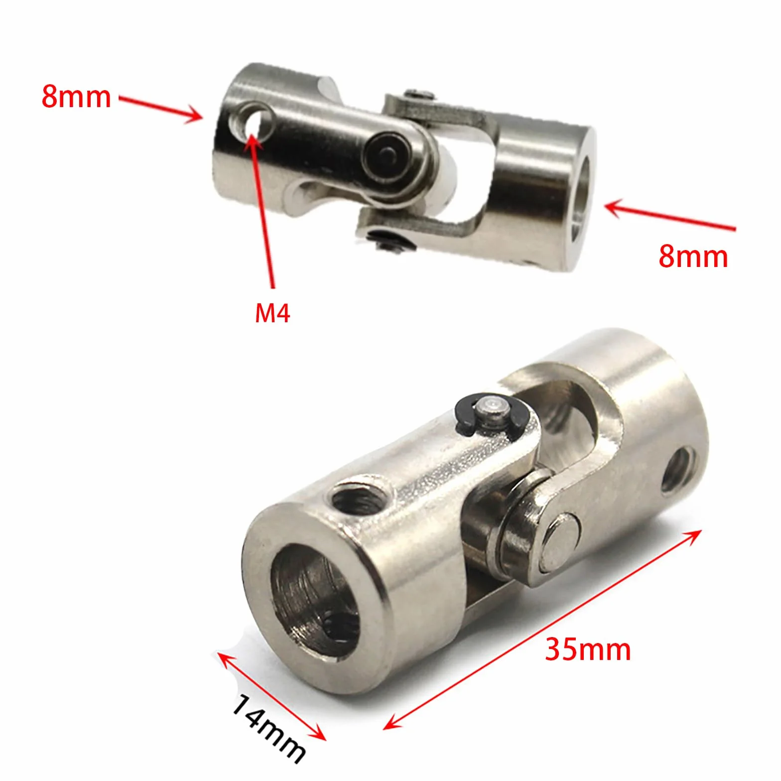 Junta universal 1 pieza 2-10 mm eje de dirección conector cardán para barco coche accesorios DIY (8x8 mm)