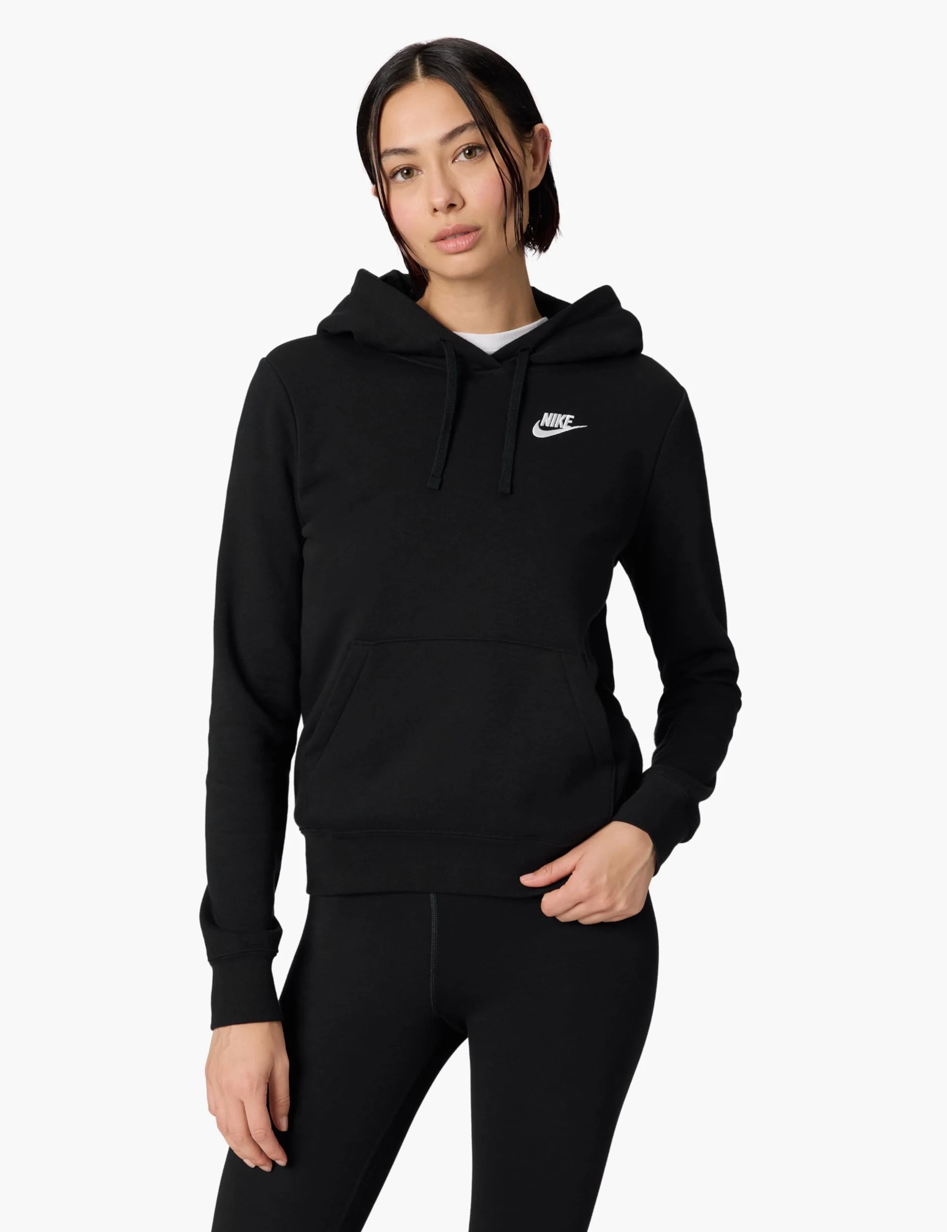 NIKE DQ5793-010 W NSW Club FLC STD PO HDY Sweatshirt Mujer Blanco Negro Tamaño XS