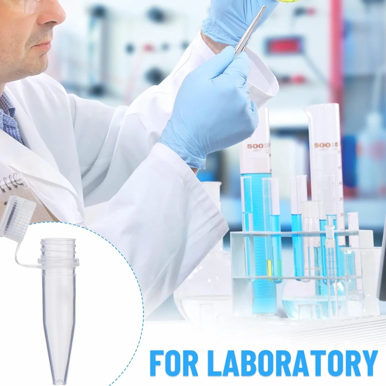 Tubos Criogénicos de Plástico Transparente 1,5 ml con Tapón de Rosca - Paquete 50 para Almacenamiento de Muestras de Laboratorio