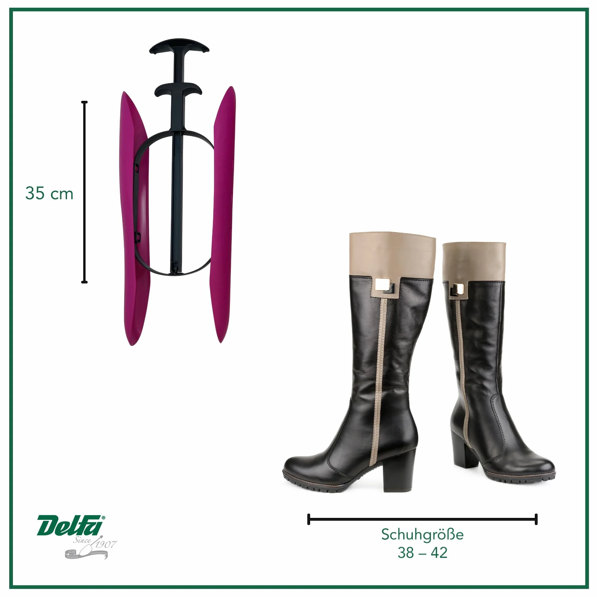 DELFA Juego de 3 pares de moldes para botas con resorte Sensomatic, tensor, 35 cm, Rosa, 36-41
