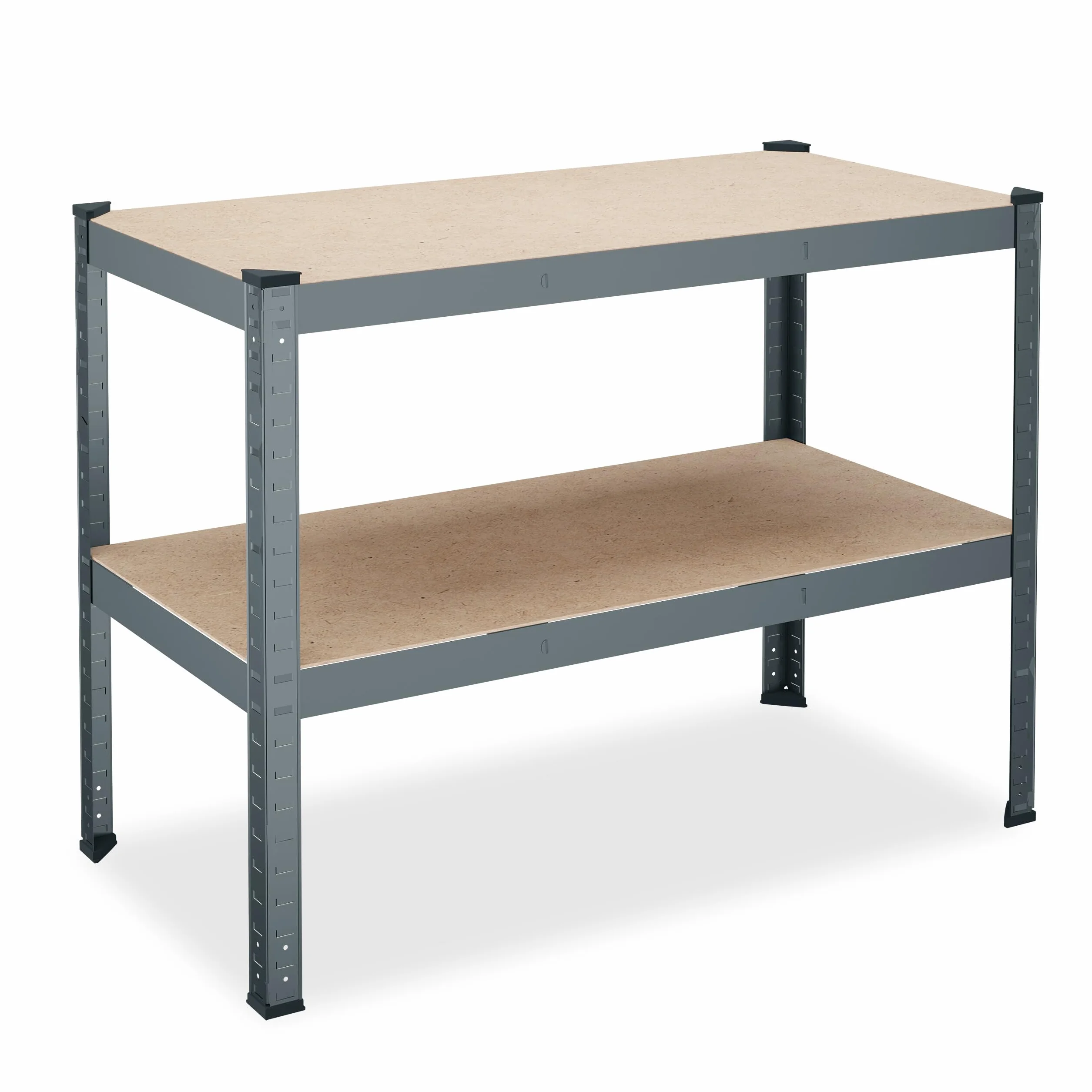 Relaxdays Banco de Trabajo 150 kg 2 Niveles Ajustables 90x120x60 cm Acero MDF Antracita