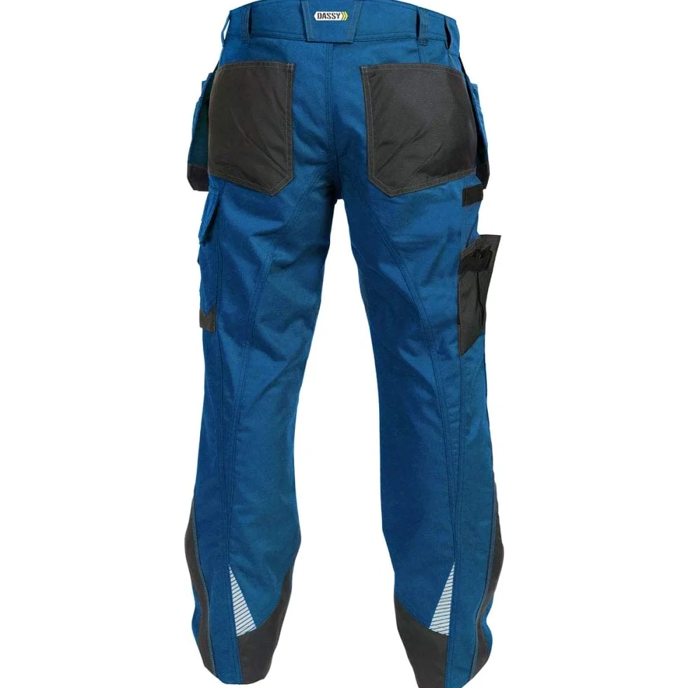 Dassy 200908-6846-48 - Pantalones de trabajo magnéticos con bolsillo multibolsillos y rodillera, 250 G/M2, color azul y gris antracita, talla 48