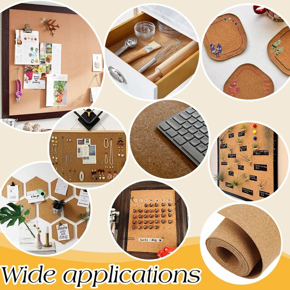 OLYCRAFT Rollo corcho natural 40 cm x 3 m tablón anuncios 2 mm grosor hoja corcho decoración paredes oficina