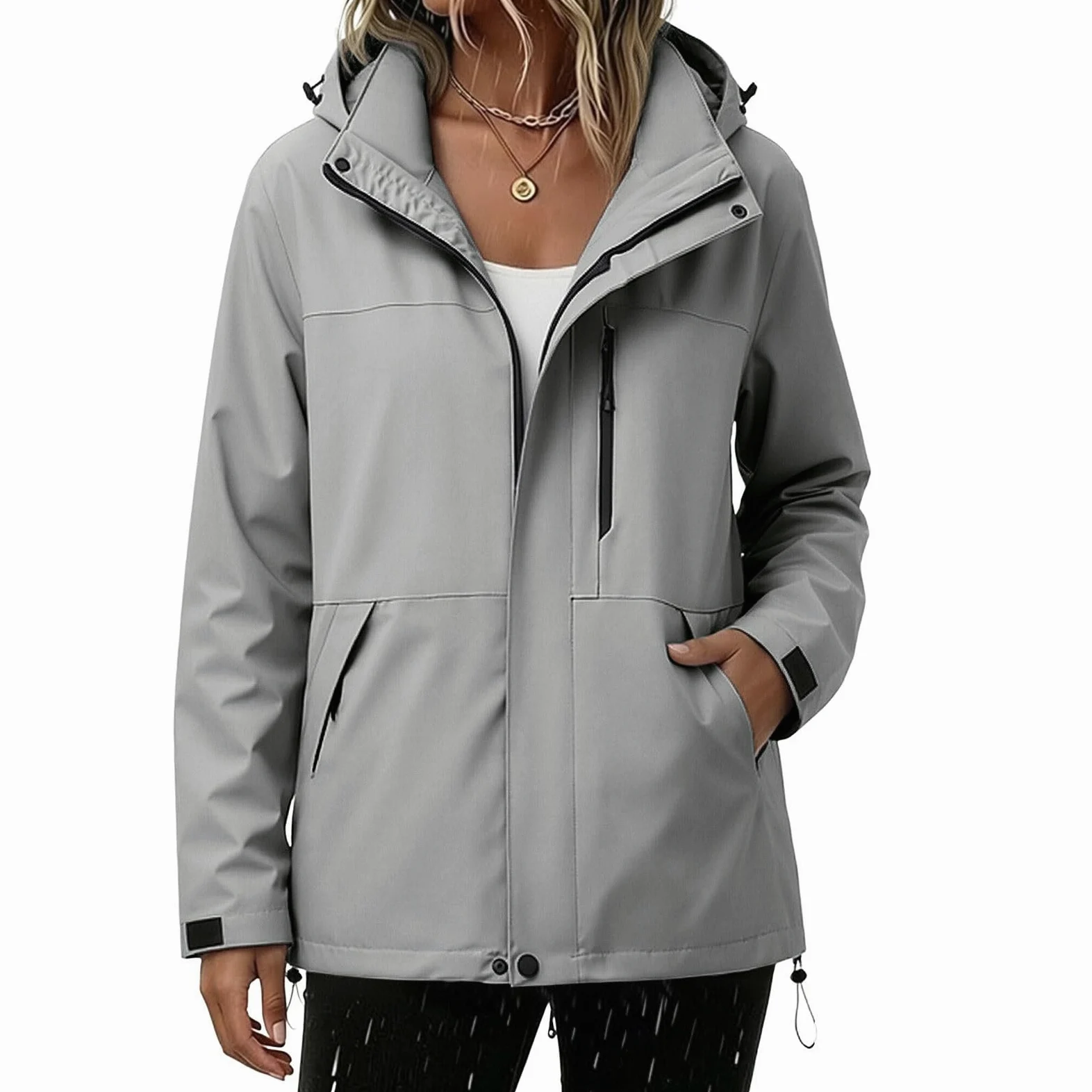 Chubasquero para mujer, impermeable, transpirable, ligero, con capucha, chubasquero para senderismo, chaqueta para exteriores, cortavientos, trekking, chaqueta deportiva Softshell, cómoda chaqueta