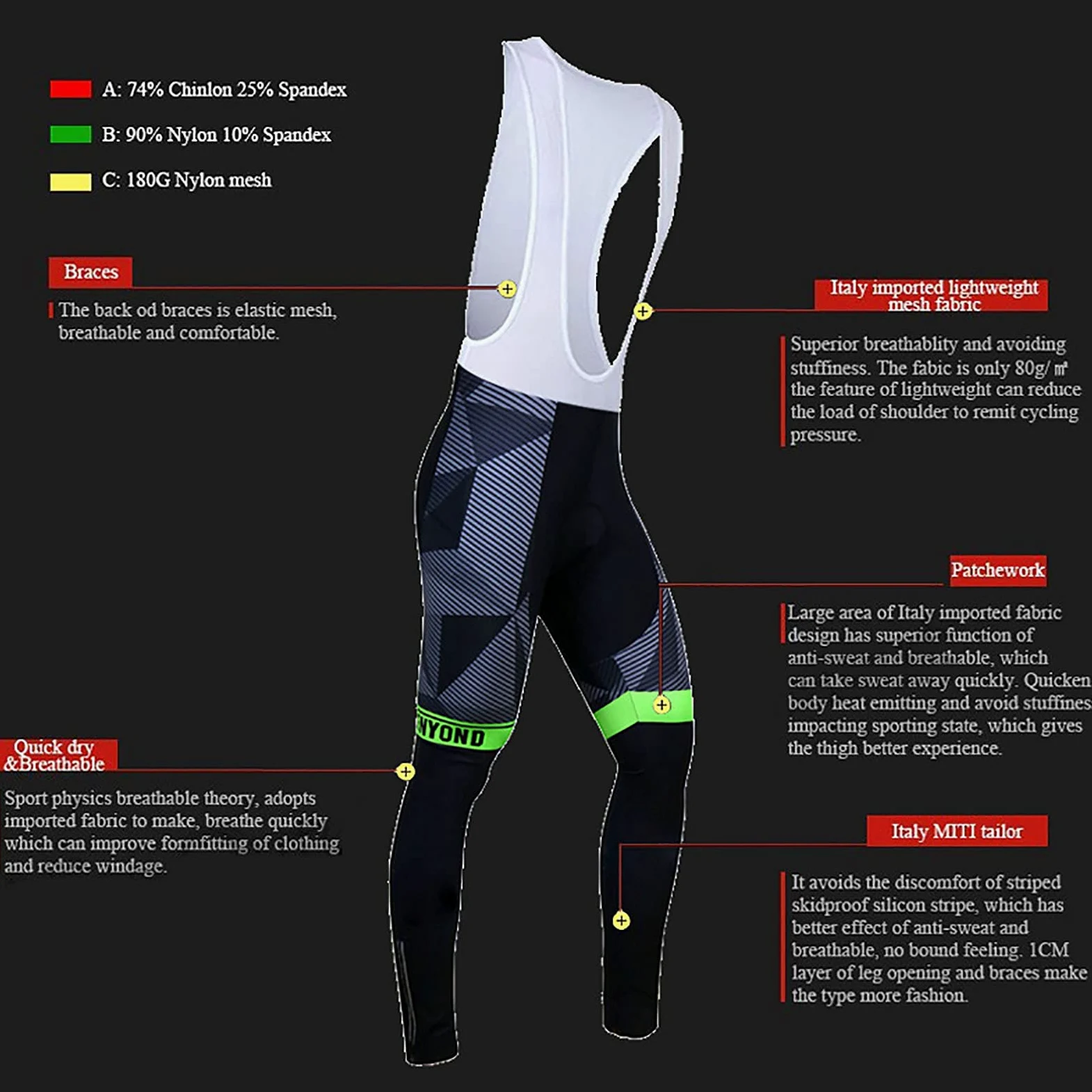 Hombres Ciclismo Jersey Traje Ropa Patrón de Rayas Bicicleta de Montaña Bicicleta de Carretera Pantalón de Manga Larga con Pechera Acolchada