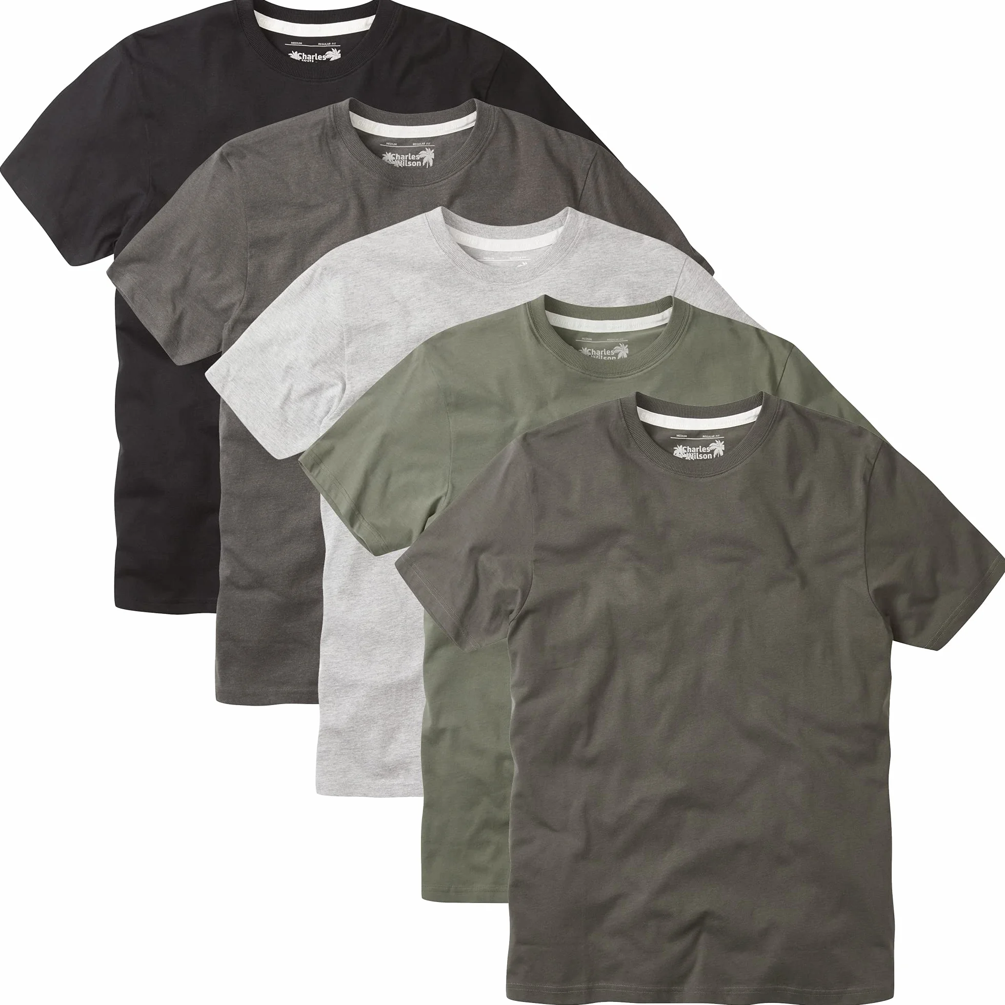 Charles Wilson Paquete 5 Camisetas Cuello Redondo Lisas