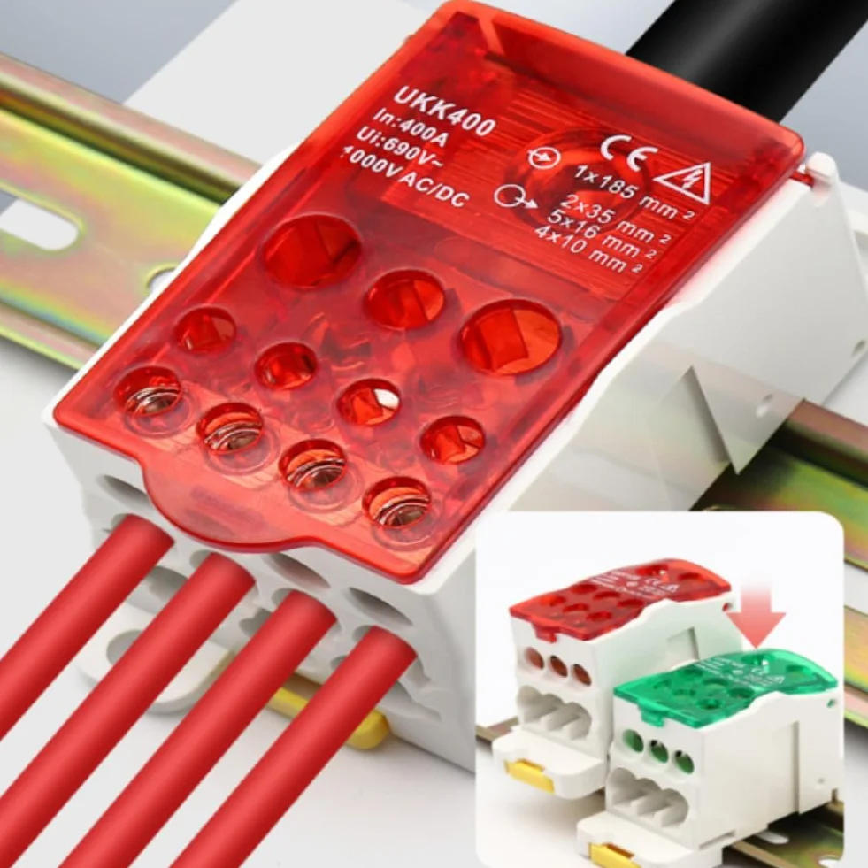 Tyenaza Caja de Distribución de Terminales UKK-125A, C45 Unipolar, para Gabinetes de Energía (Verde)