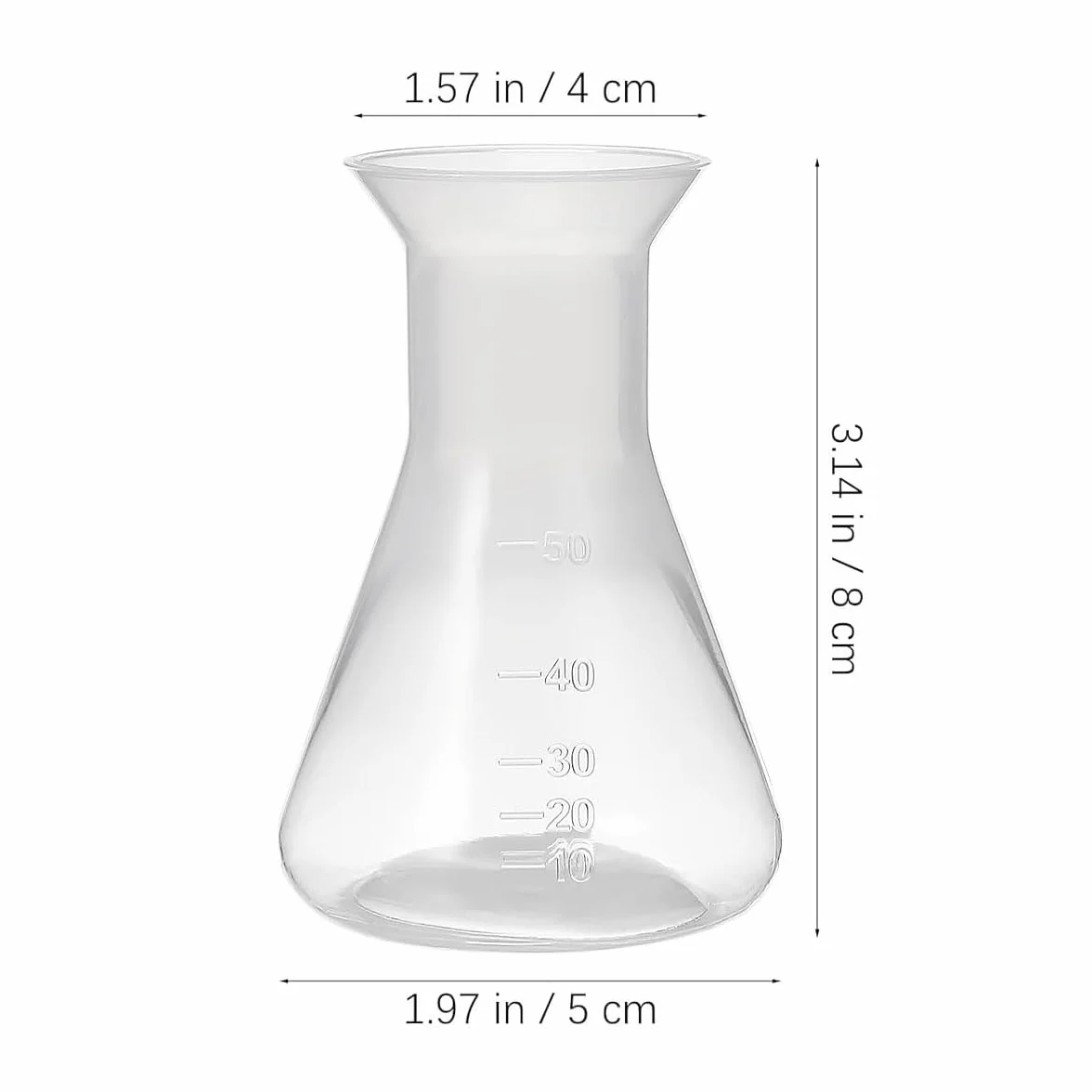 Gorise 5 matraces cónicos de laboratorio graduados de plástico 50 ml transparentes para experimentos científicos