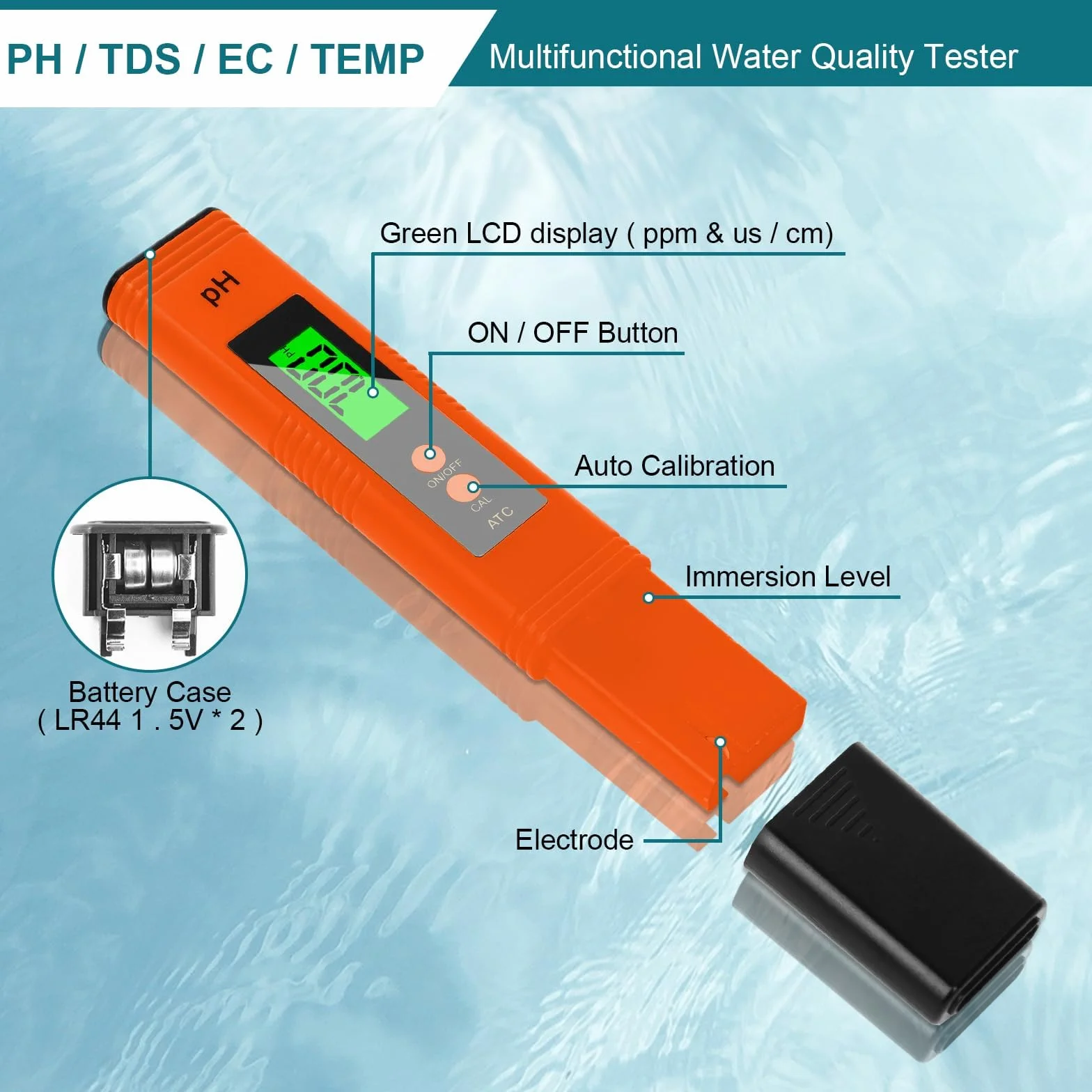 Flintronic Probador de Calidad del Agua con Pantalla LCD Retroiluminada, Medidor de PH de Alta Precisión 0,01 PH