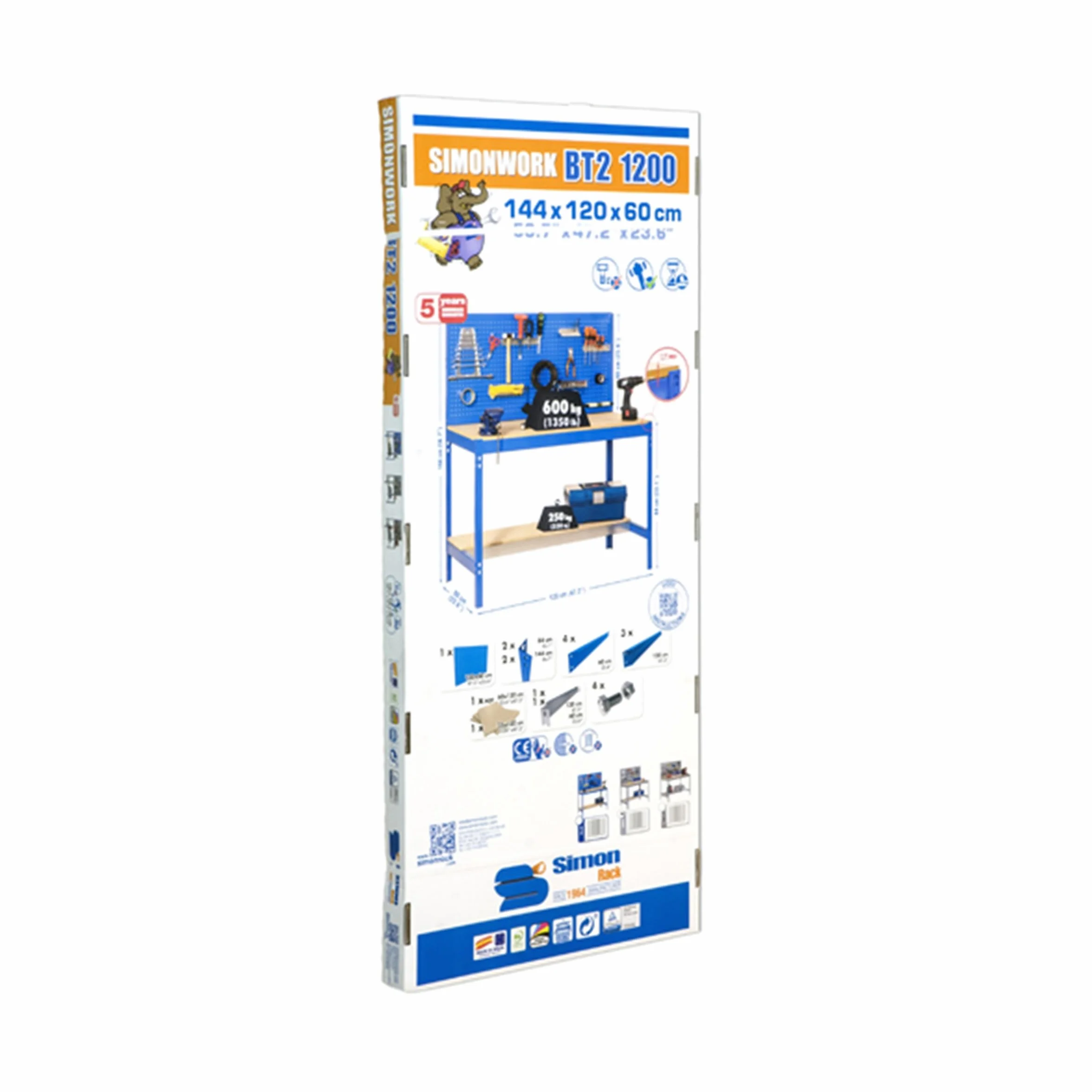 Simon Rack BT2 Banco de Trabajo 600 kg 1445x1210x610 mm Antracita/Madera