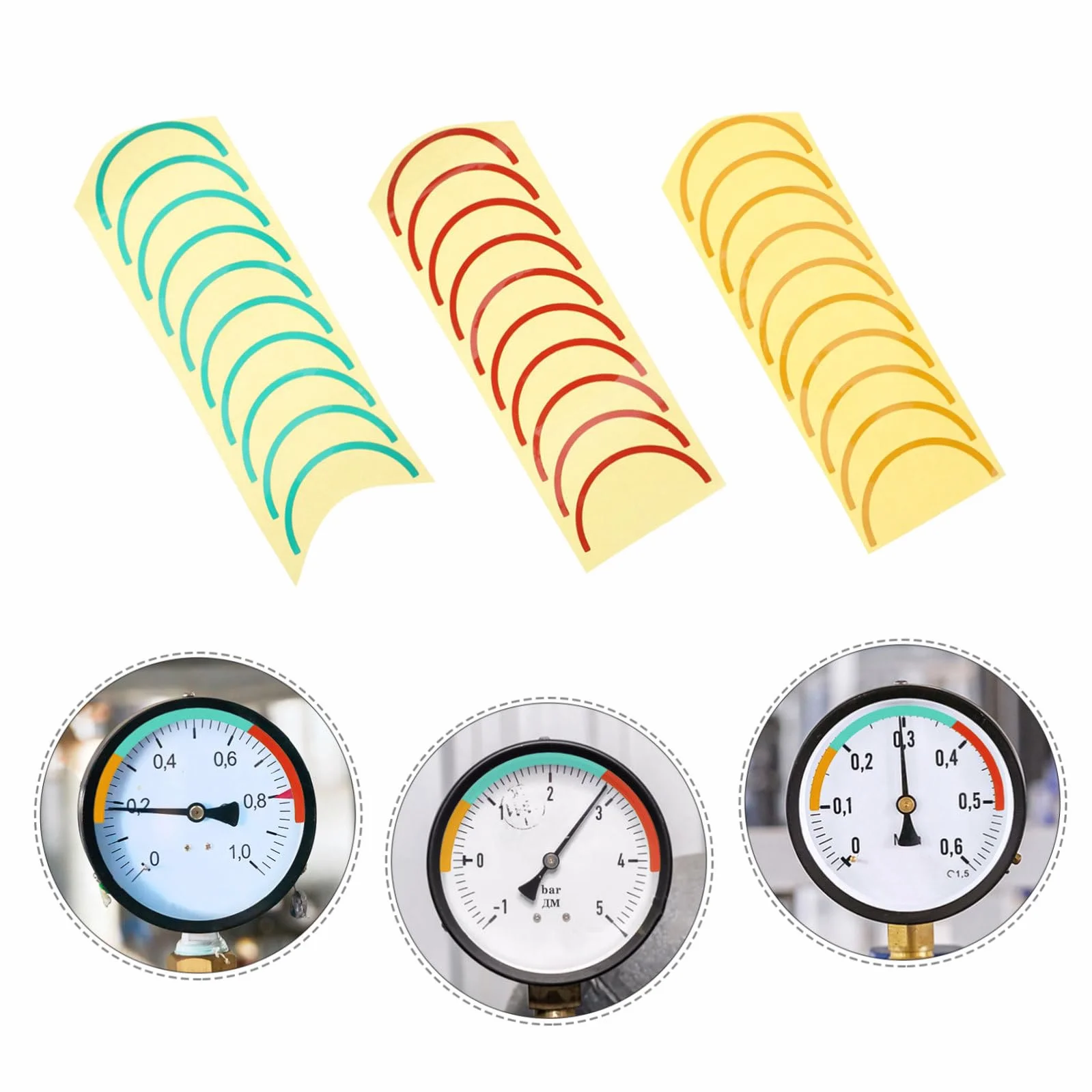 Didiseaon Pegatinas Taller Industrial Hojas Redondas Resistente Calcomanía Adhesiva Identificación Color Agua Manómetro Presión