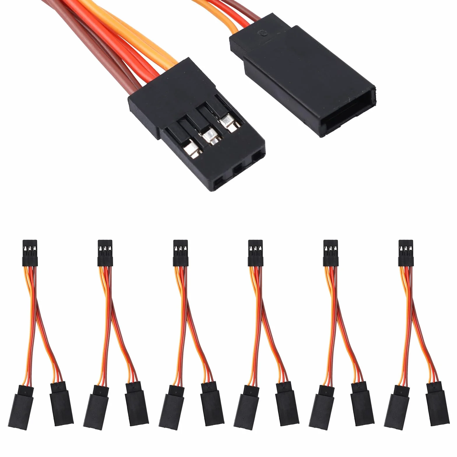 6 Piezas Cable Divisor Servo Y 10 cm Hembra a 2 Machos para JR/Futaba Coches RC Drones