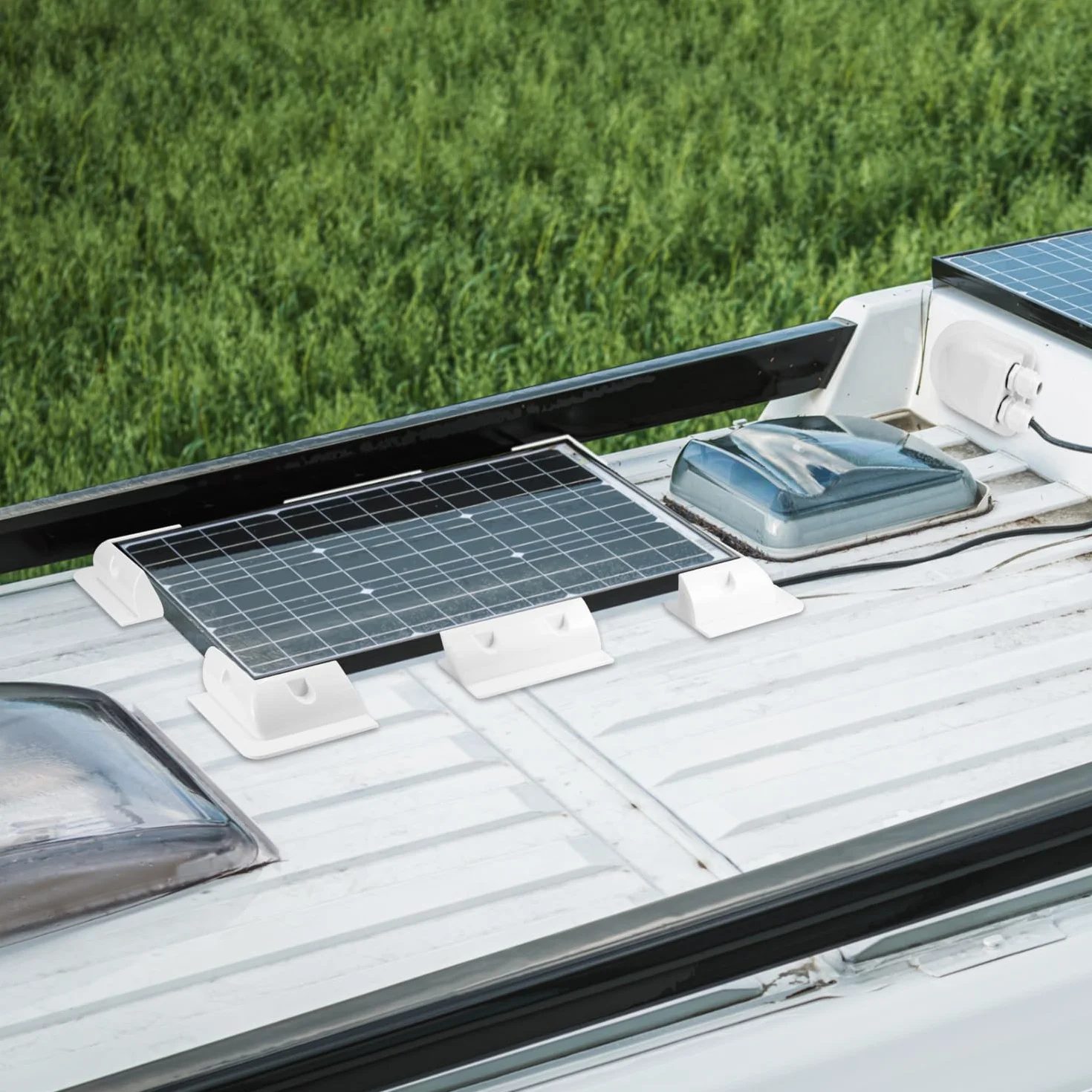 QWORK Soportes de montaje para paneles solares 7 piezas sin taladros