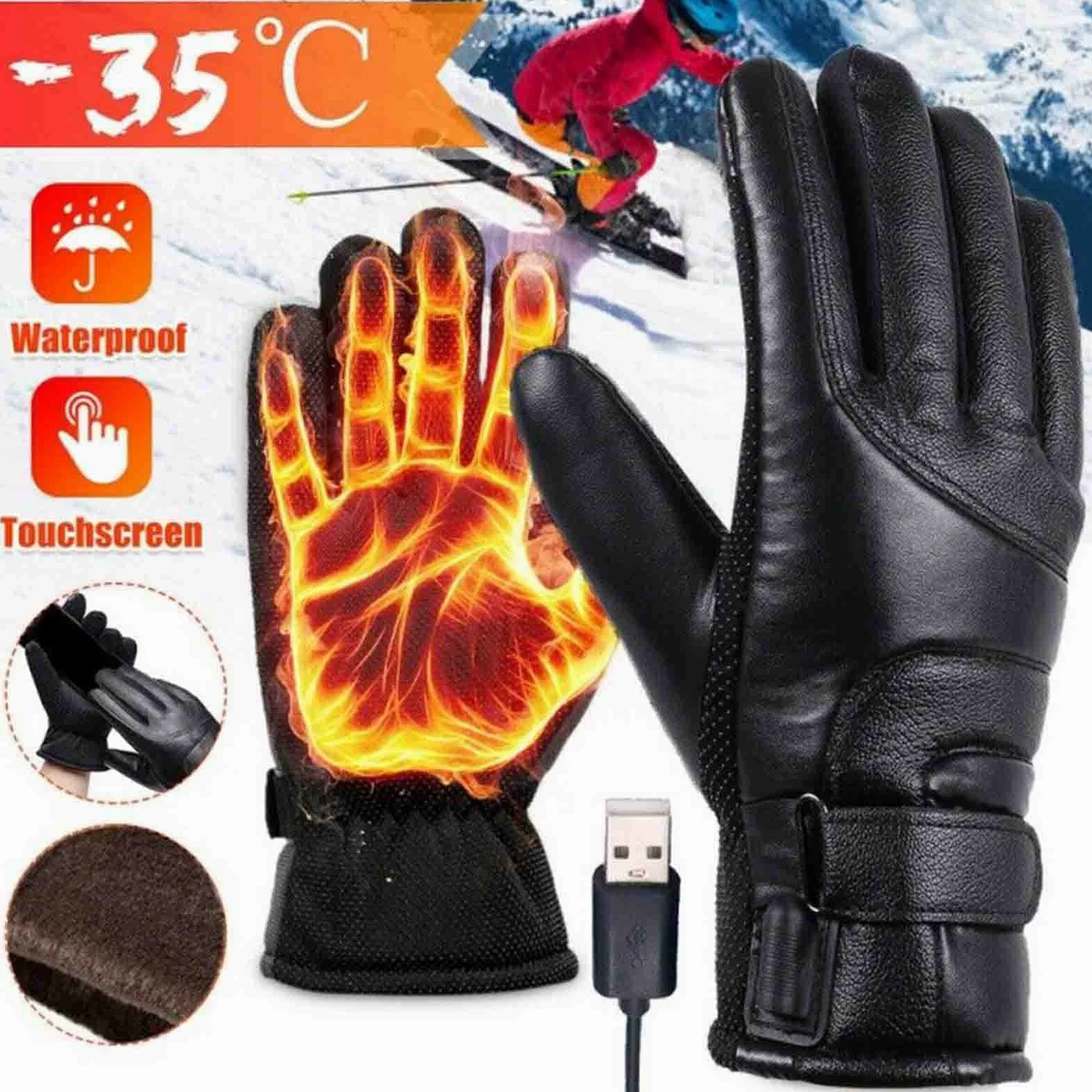 CHEWYNP Guantes Calentadores de Manos, Guantes térmicos eléctricos de Invierno, Guantes de calefacción con batería, Guantes térmicos cálidos para Mensajes de Texto con Pantalla táctil para