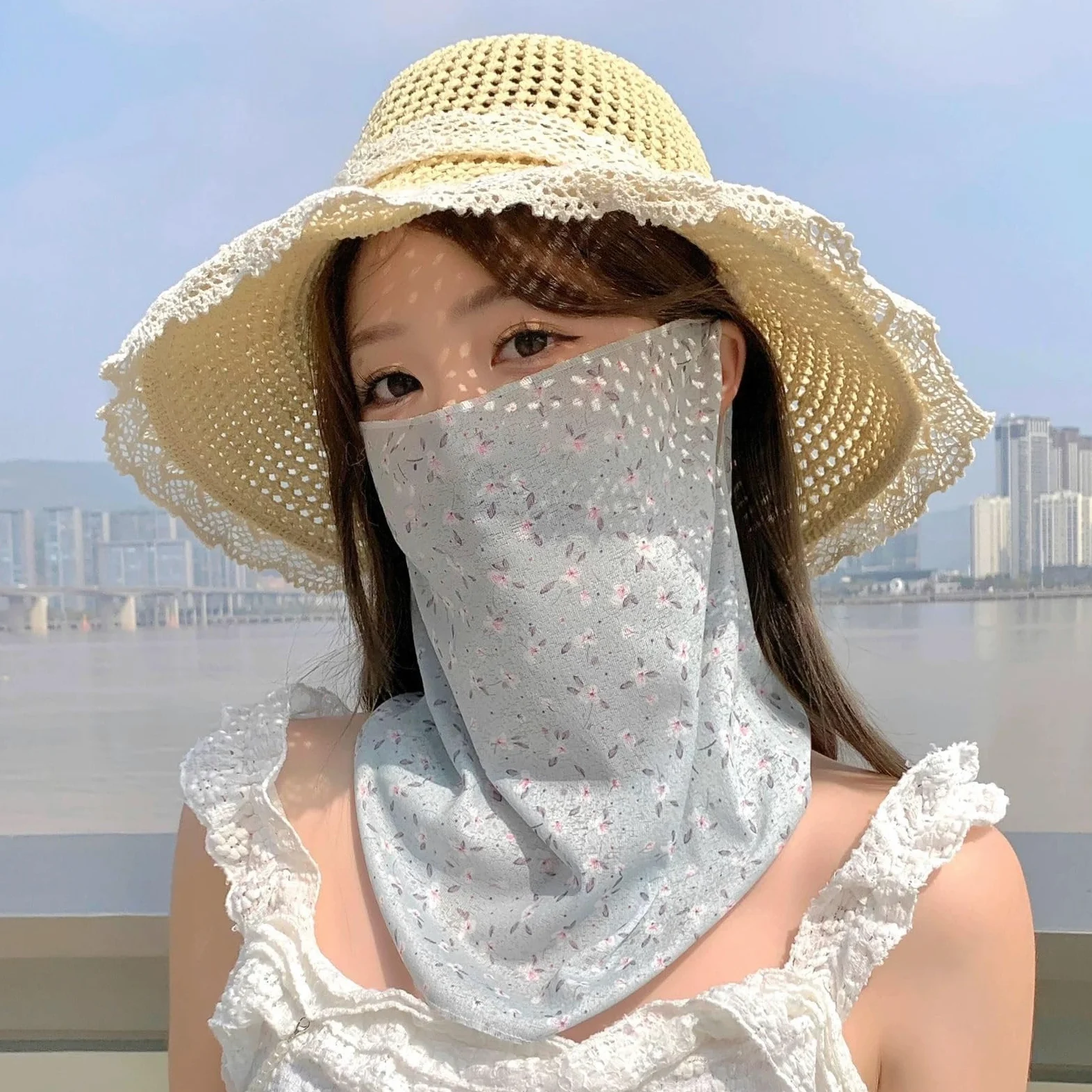 Máscara de protección solar cara completa verano 2 piezas Para Excursiones | For mujeres conducción y ciclismo bufanda mascarilla protector de cuello cubierta de cuello