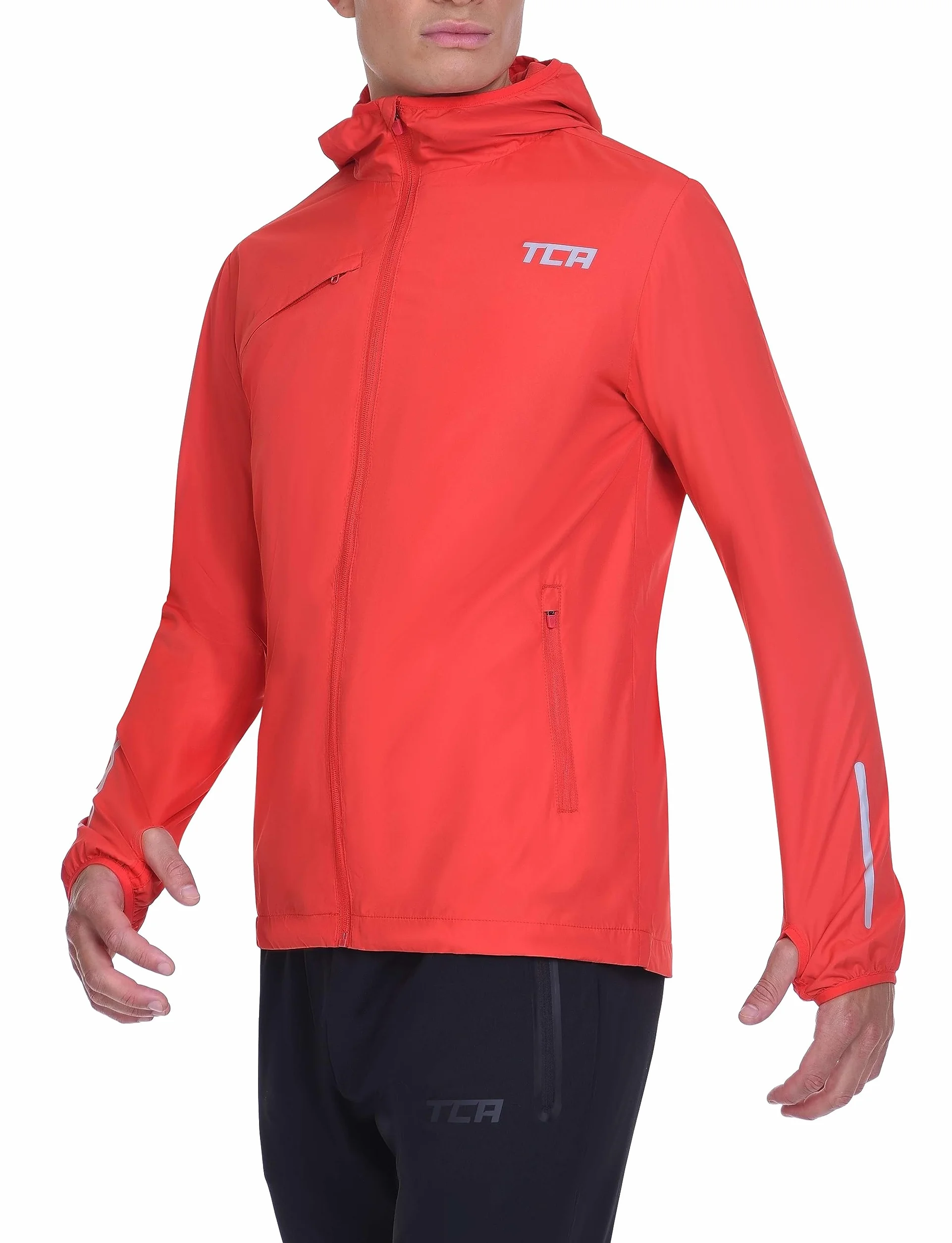 TCA Chaqueta Softshell de Running para Hombres, Reflectante, Transpirable y Plegable, con Bolsillos con Cierre