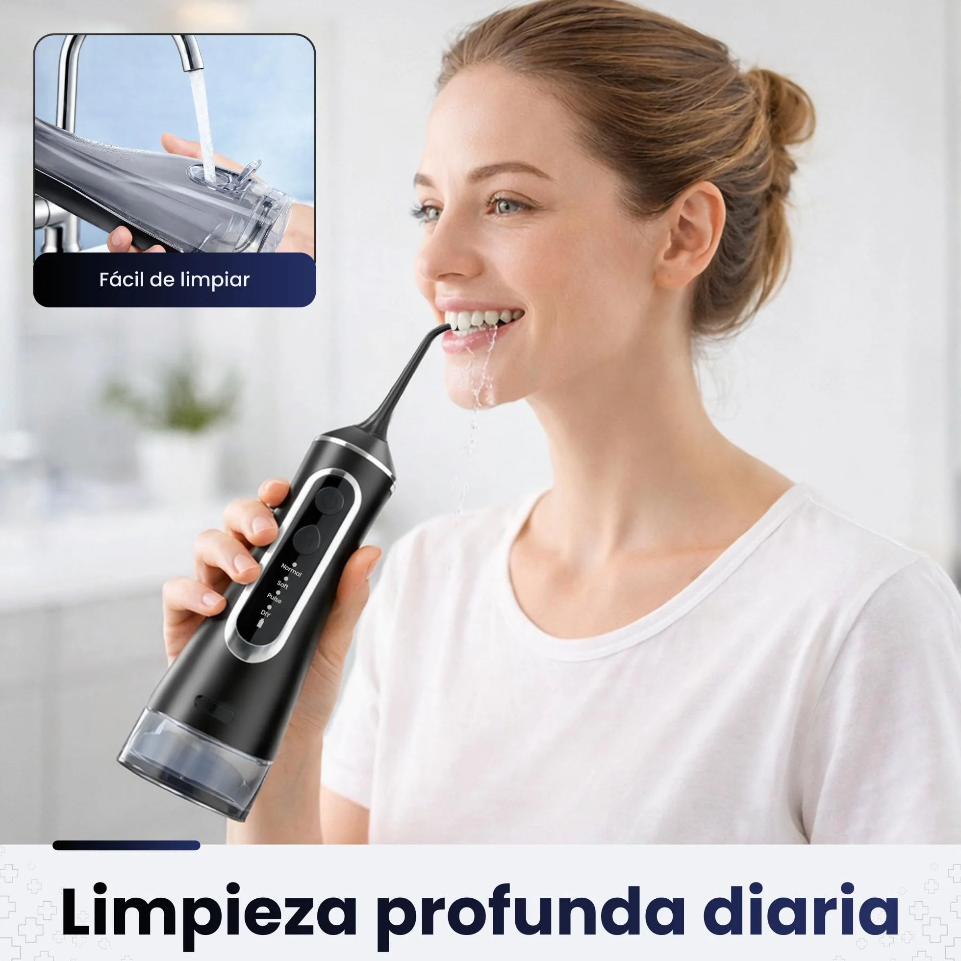 BeFit Water Flosser Portatil 320ml IPX8 4 Modos 120PSI 1400-1800/min Batería Recargable USB 1200 mAh