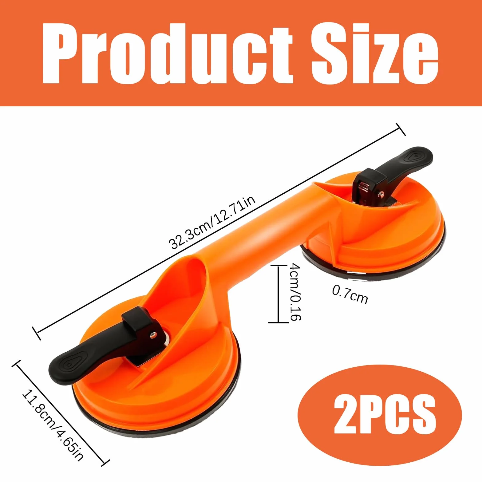 Ventosa Doble para Cristal 2 Unidades, Mango de Succión Ergonómico 100 Kg, Elevador de Vidrio para Baldosas y Ventanas