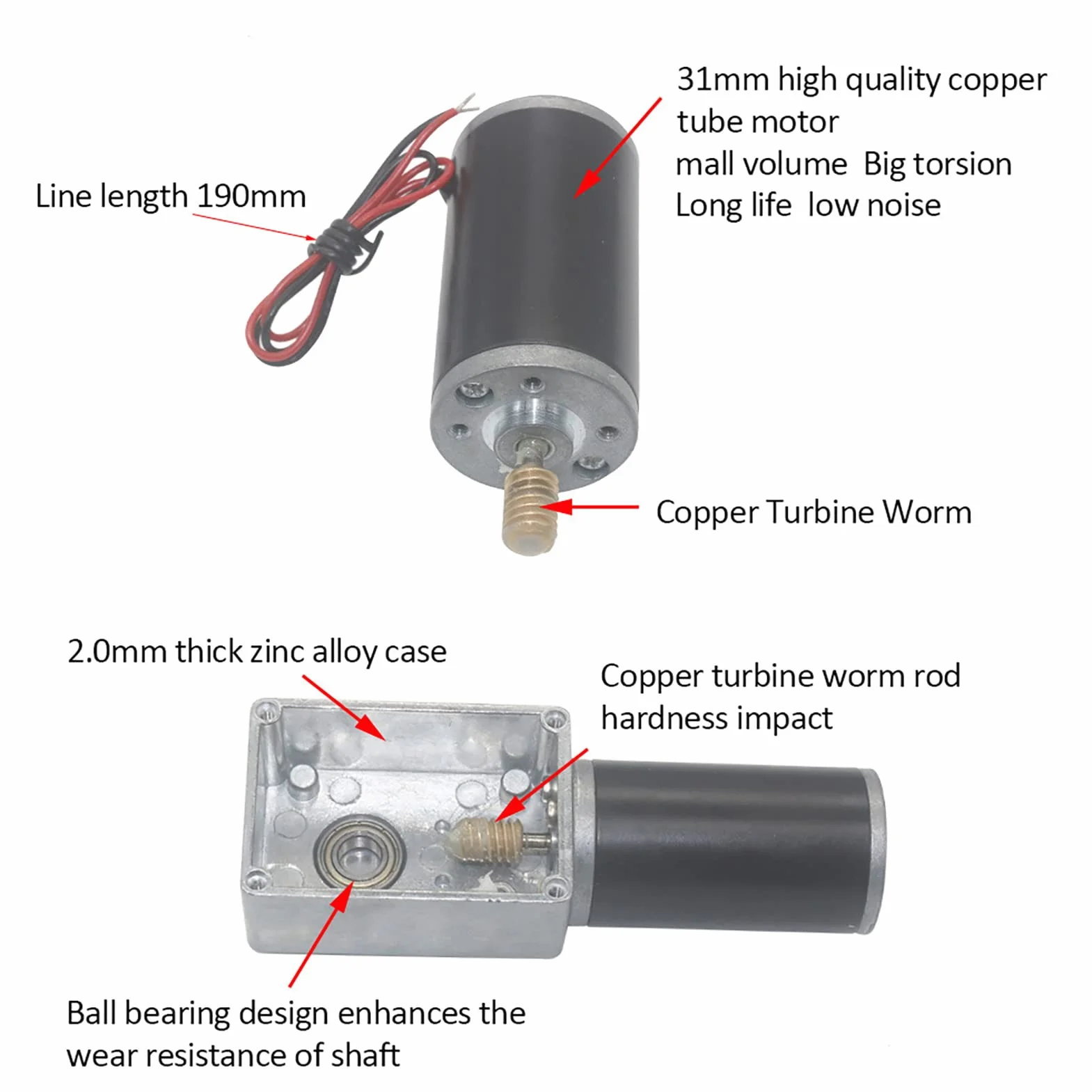 Yosoo Health Gear Motor de Engranajes CC 12V, Alta Velocidad de Torsión, Caja de Cambios Eléctrica Reversible Eje 8mm