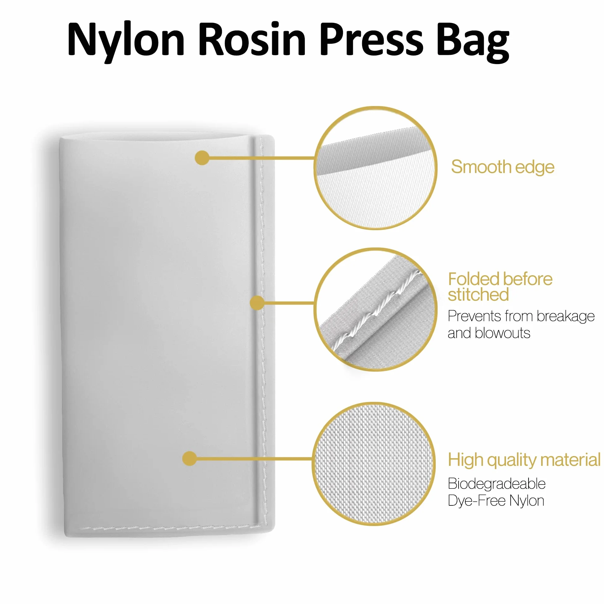 Rosin Bags Bolsa de prensa de nailon plegada y cosida para extracción de aceite 5 x 10 120