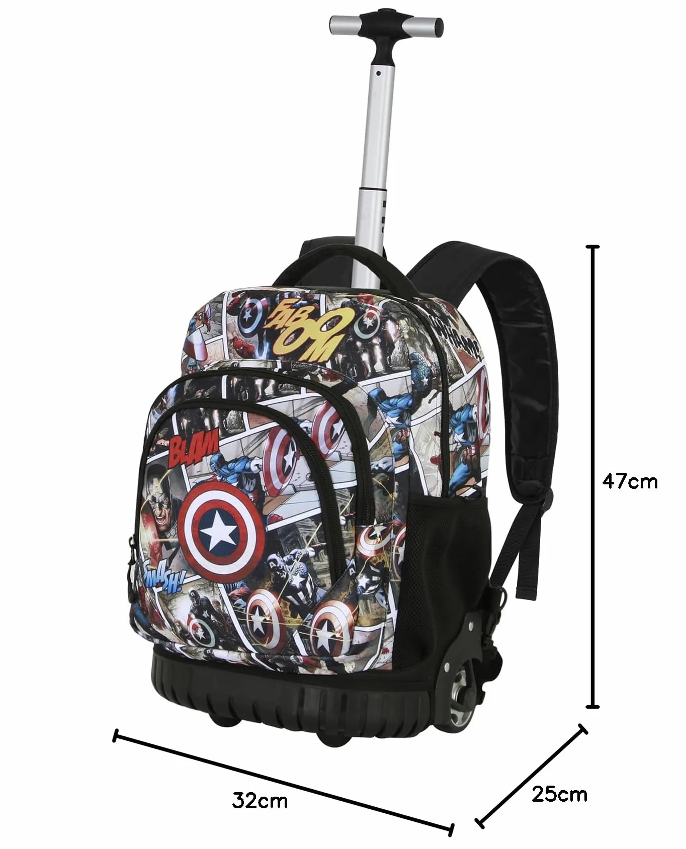 Marvel Capitán América Comic-Mochila Trolley GTS FAN, Multicolor, 32 x 47 cm, Capacidad 30 L