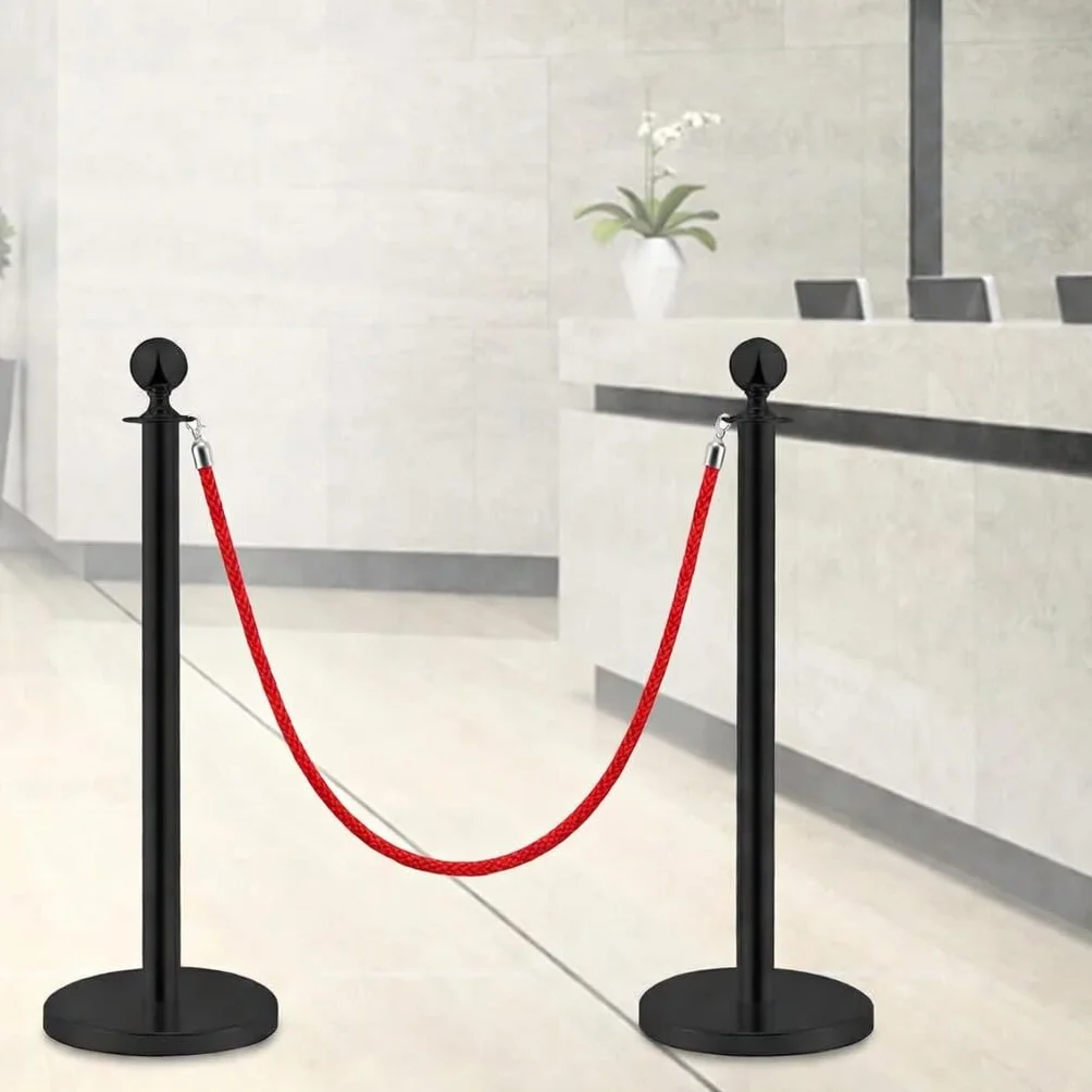 Postes Separadores de Acero Inoxidable Negro 90 cm 2 Piezas Control de Multitudes