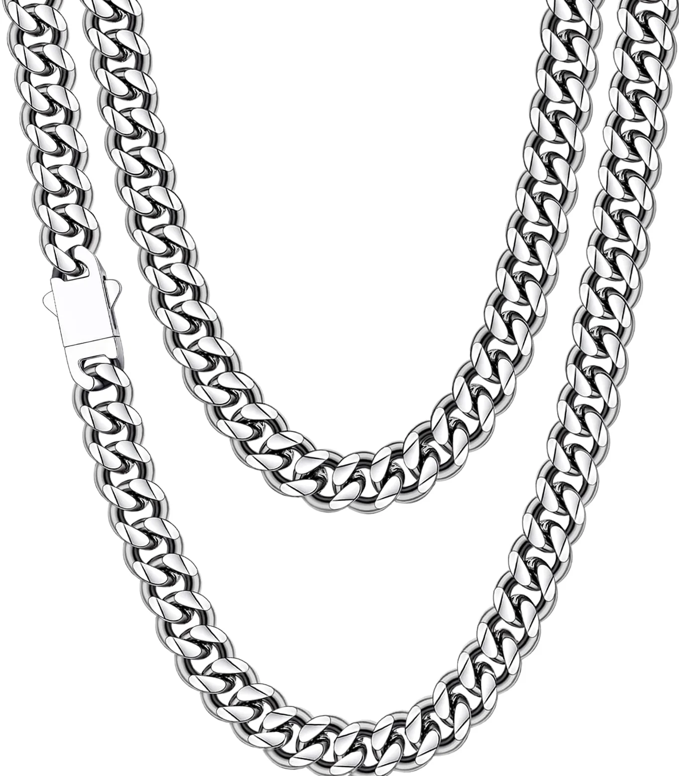Fiusem Cadenas chapadas en oro de 14 quilates de 3,5 mm para hombres, cadenas de acero inoxidable con eslabones cubanos para hombres y niños, cadena para hombre de 16, 18, 20, 22, 24, 26, 28 pulgadas